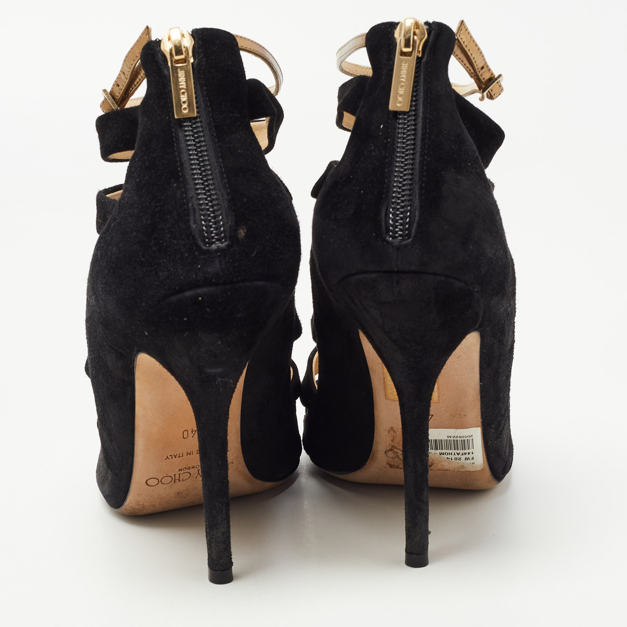 Jimmy Choo Black Suede Cage Sandals Size 40