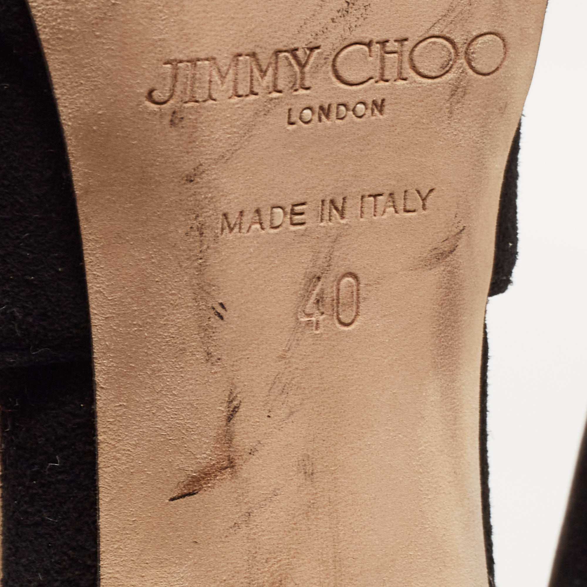 Jimmy Choo Black Suede Crystal Embellished Ankle Strap  Sandals Size 40