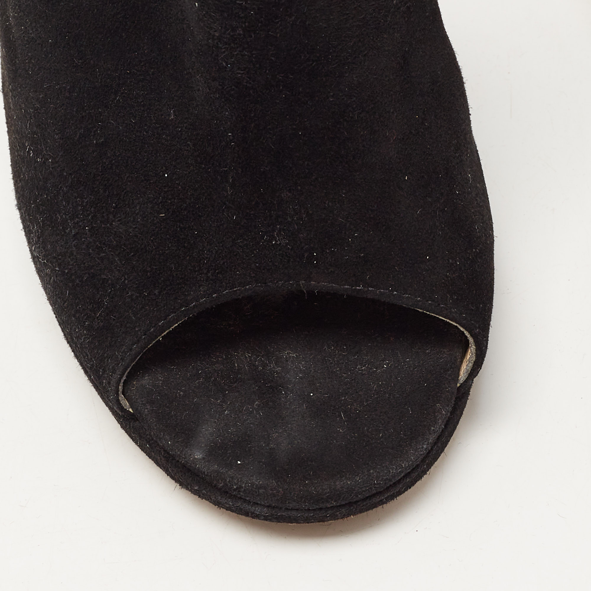 Jimmy Choo Black Suede Crystal Embellished Ankle Strap  Sandals Size 40