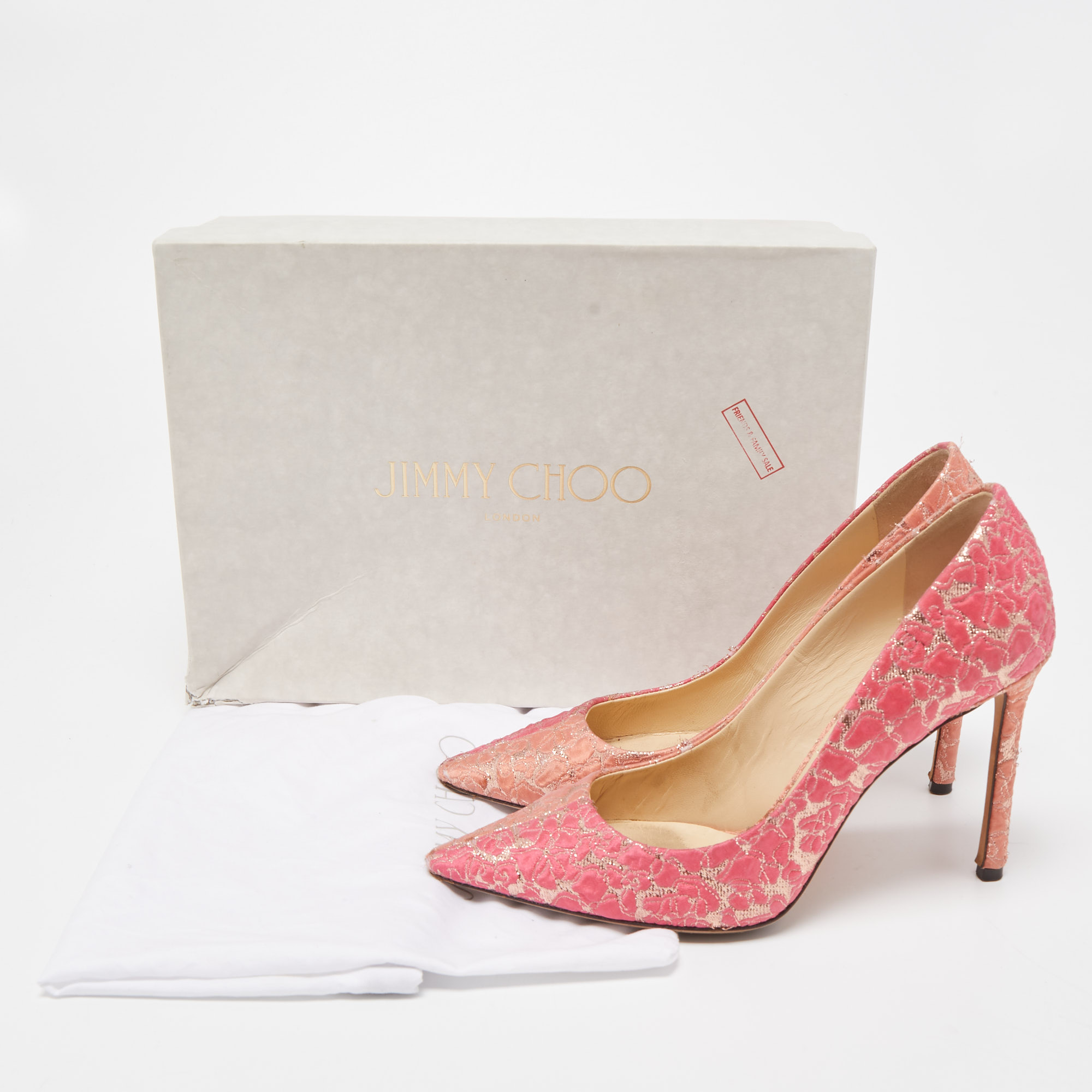 Jimmy Choo Pink Lurex Fabric Pointed Toe Pumps Size 37.5