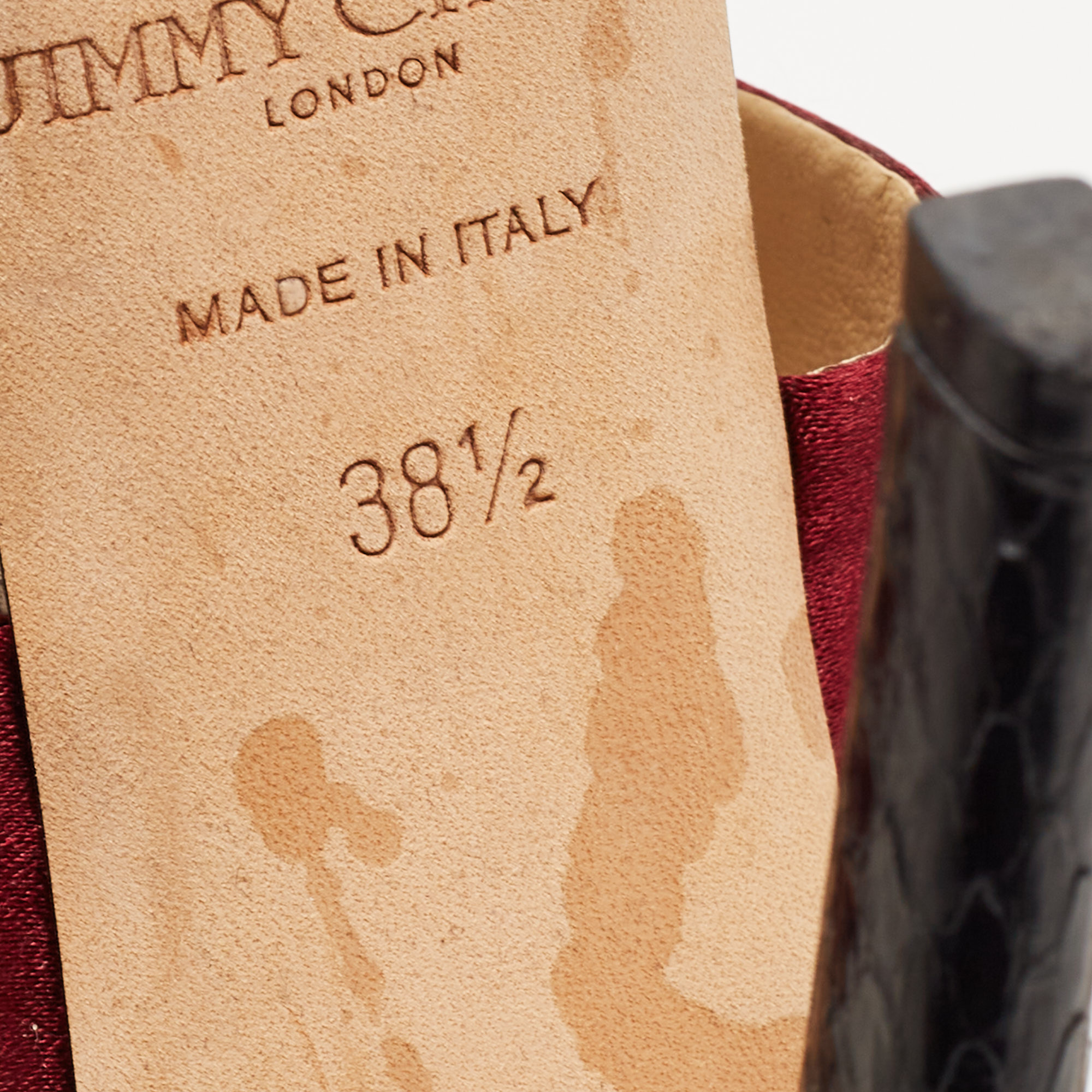 Jimmy Choo Tricolor Python, Satin And Leather Fedora Fringe Sandals Size 38.5