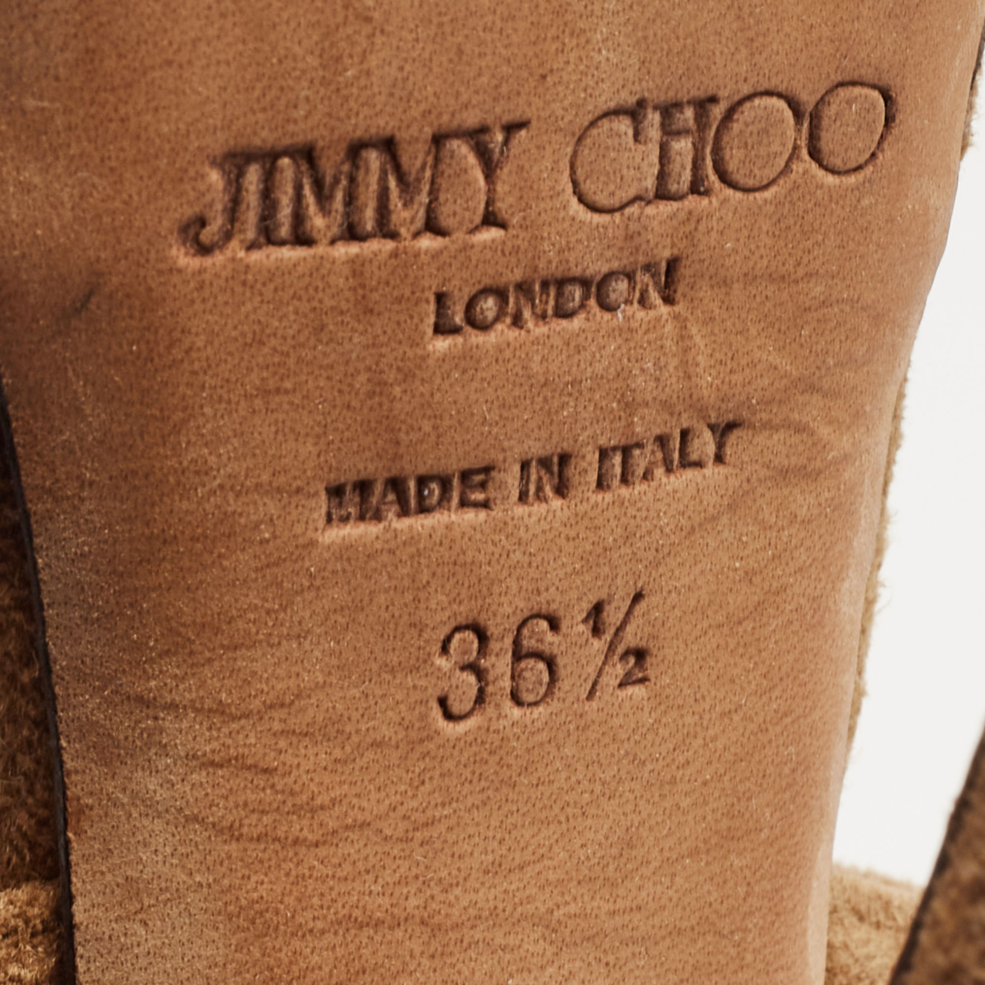 Jimmy Choo Brown Suede Vamp Platform Sandals Size 36.5