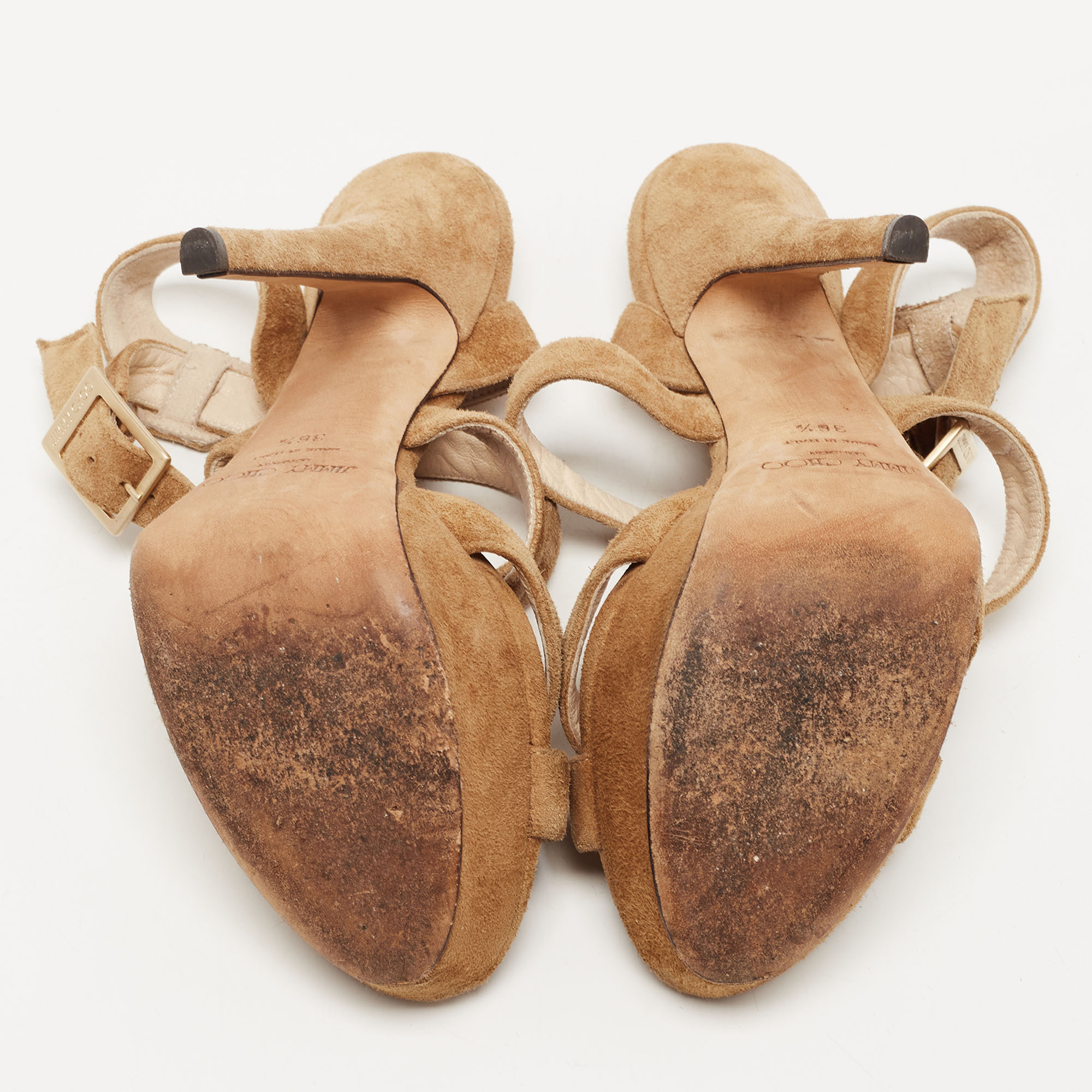 Jimmy Choo Brown Suede Vamp Platform Sandals Size 36.5
