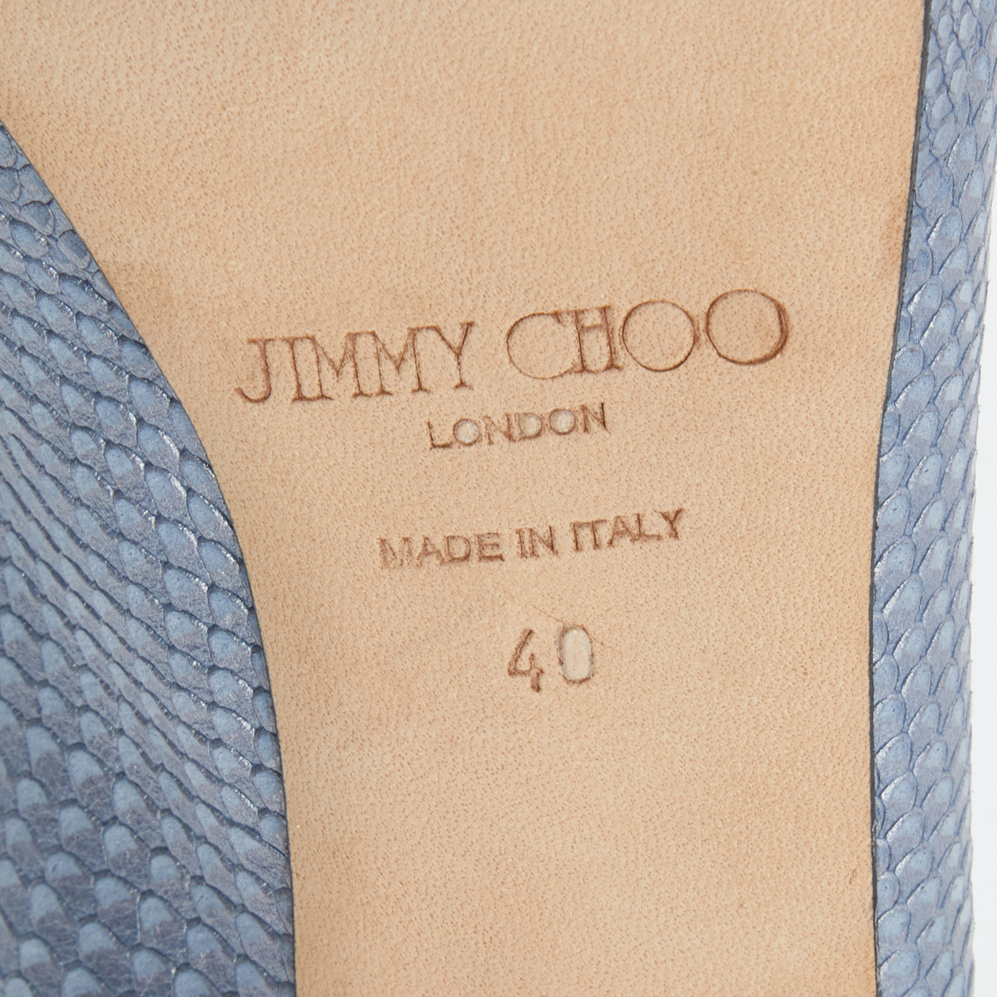 Jimmy Choo Blue Python Embossed Leather Nova Slingback Pumps Size 40