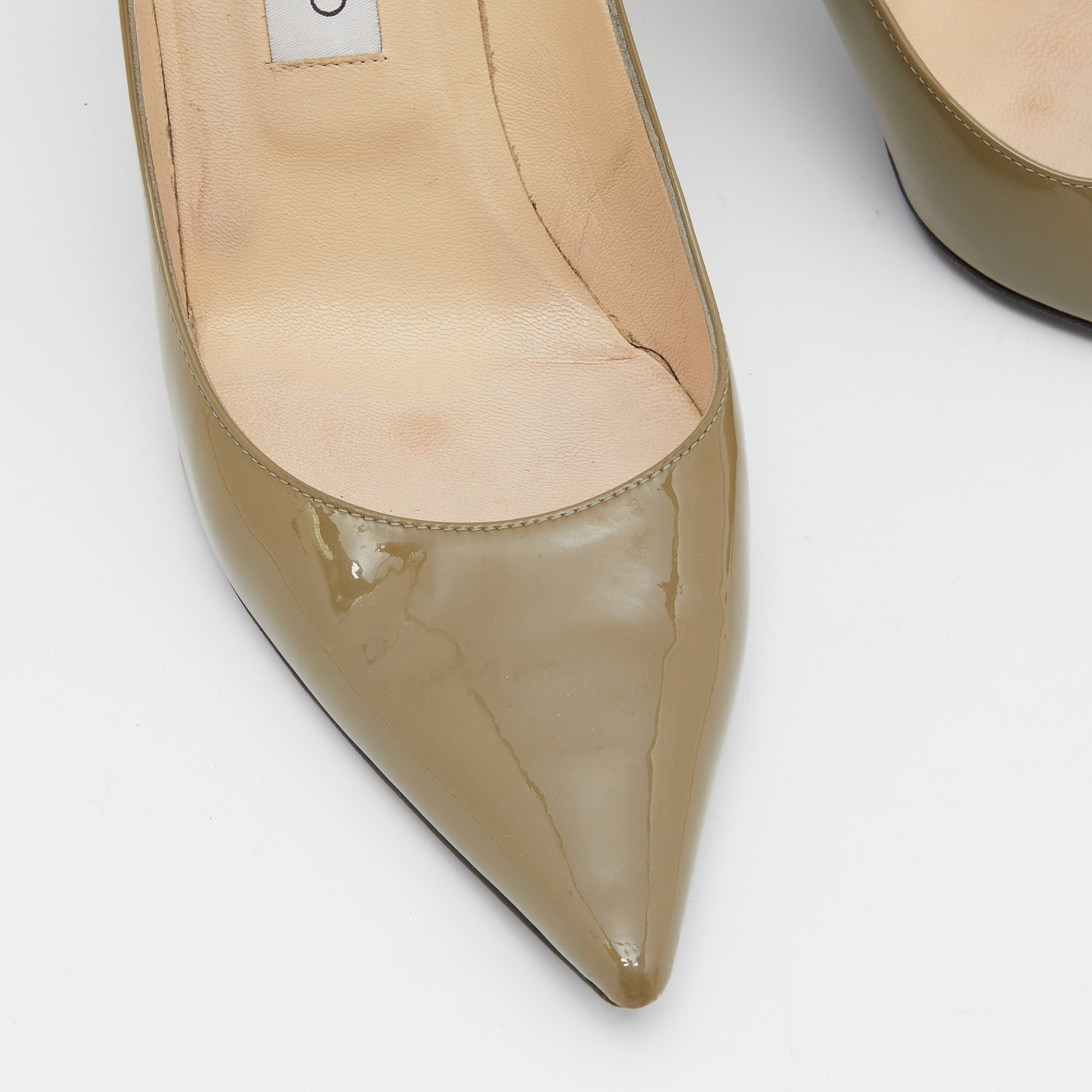 Jimmy Choo Olive Green Patent Leather Love Pumps Size 39