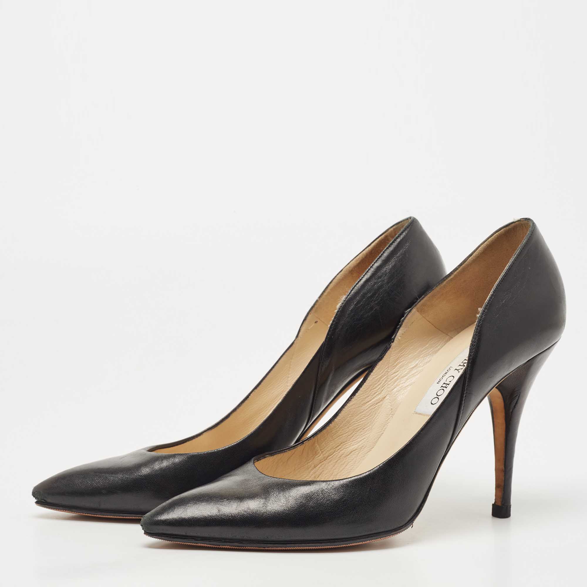 Jimmy Choo Black Leather Pointed Toe Pumps Size 40