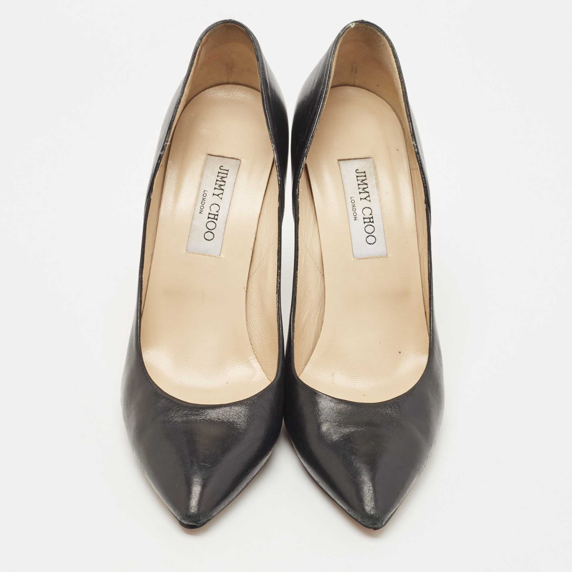 Jimmy Choo Black Leather Pointed Toe Pumps Size 40