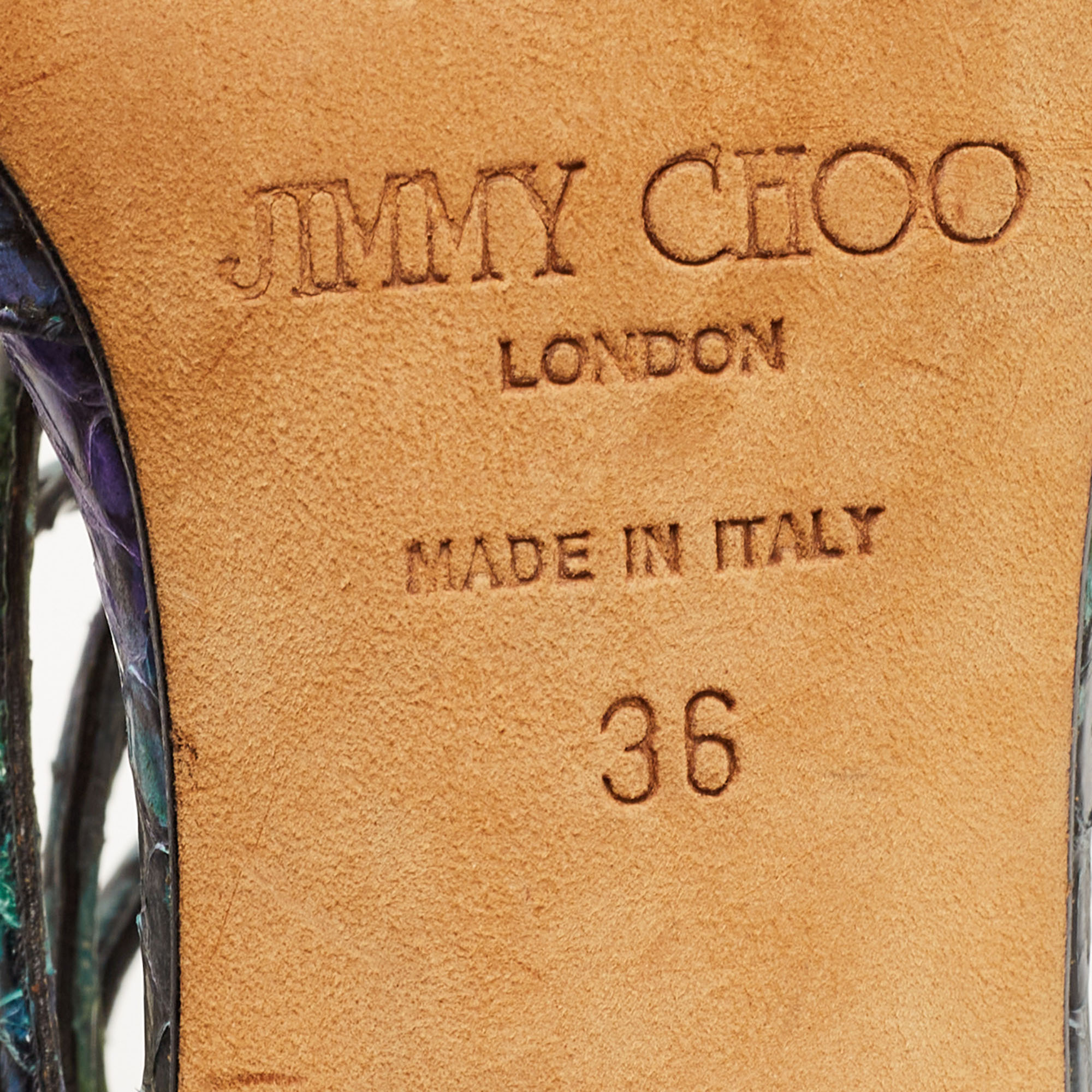 Jimmy Choo Tricolor Python Shakira Sandals Size 36