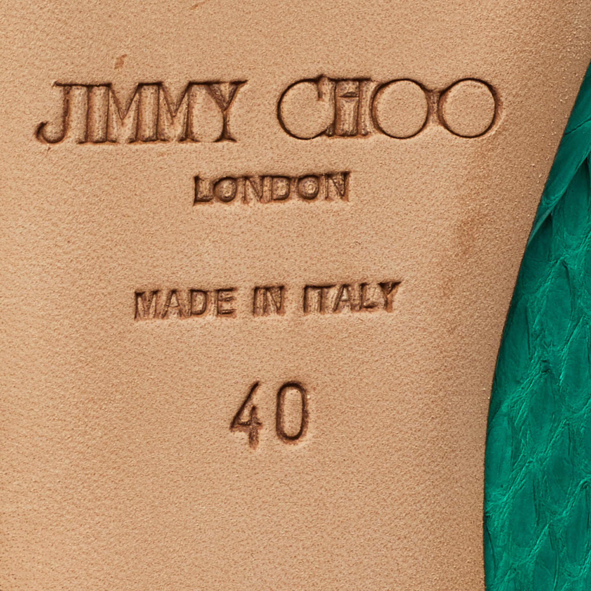 Jimmy Choo Green Watersnake Leather Platform Pumps Size 40