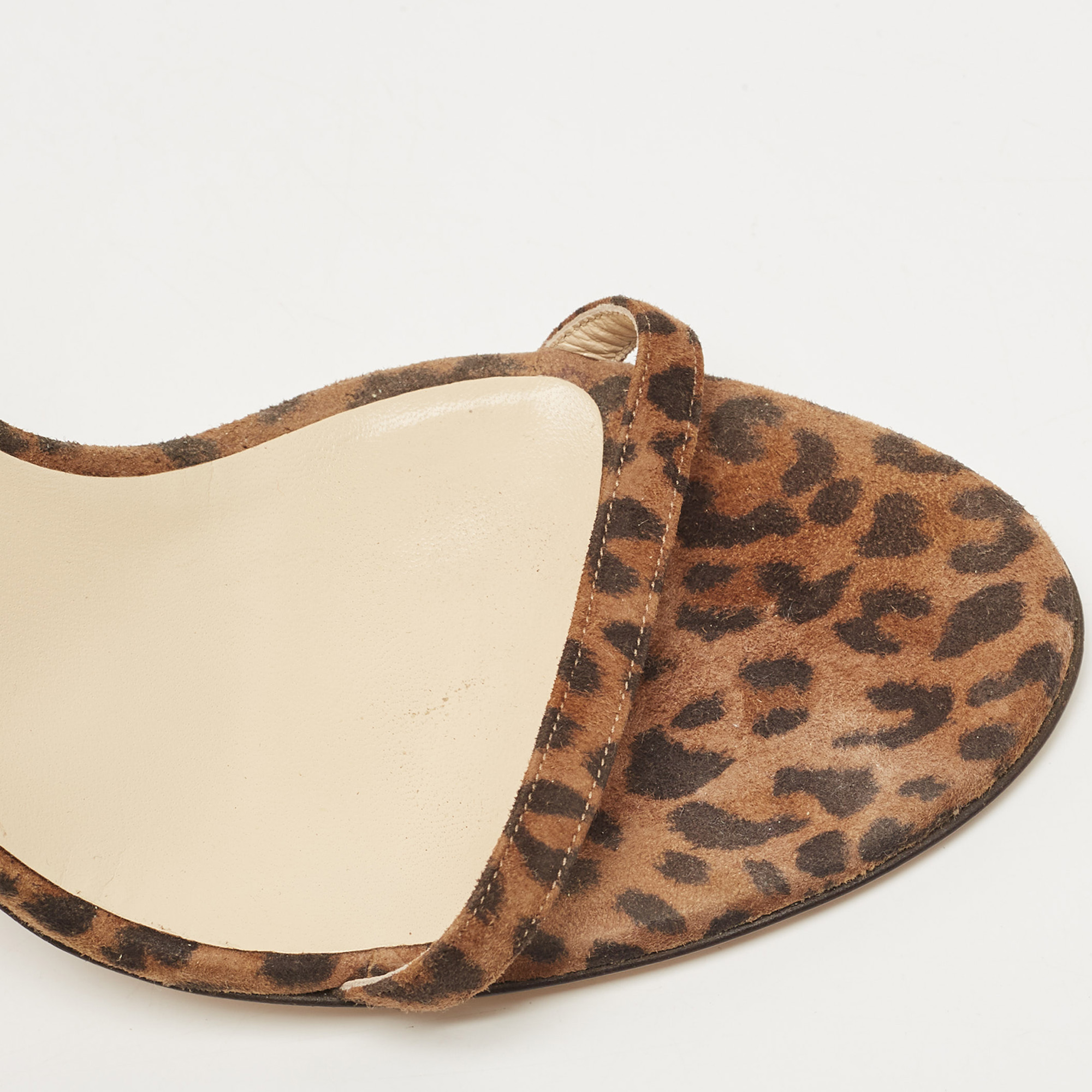 Jimmy Choo Brown/Black Leopard Print Suede Edin Sandals Size 40