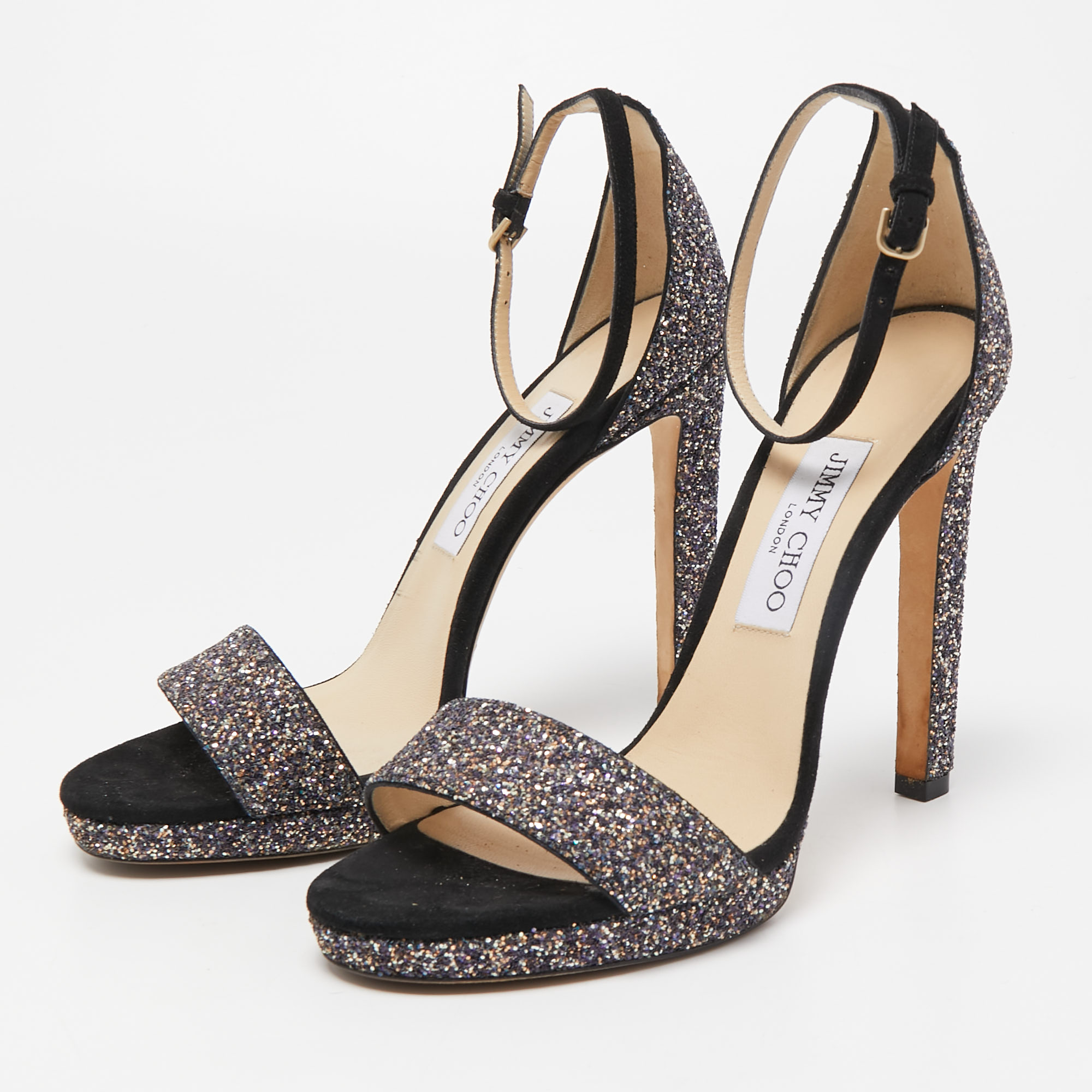 Jimmy Choo Gold/Black Coarse Glitter and Suede Ankle Strap Sandals Size, Multicolor
Jimmy Choo Gold/Black Coarse Glitter and Suede Ankle Strap Sandals Size, Multicolor