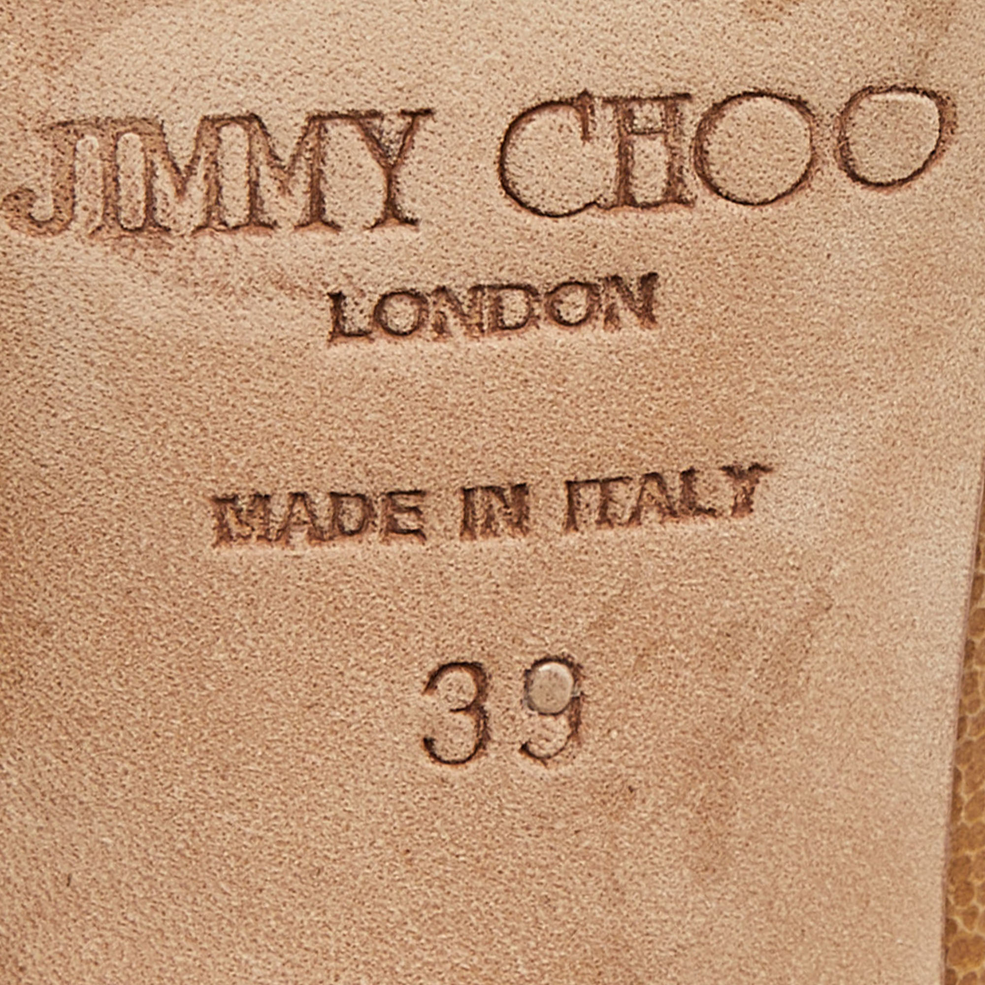 Jimmy Choo Tan Lizard Embossed Leather Love Pumps Size 39