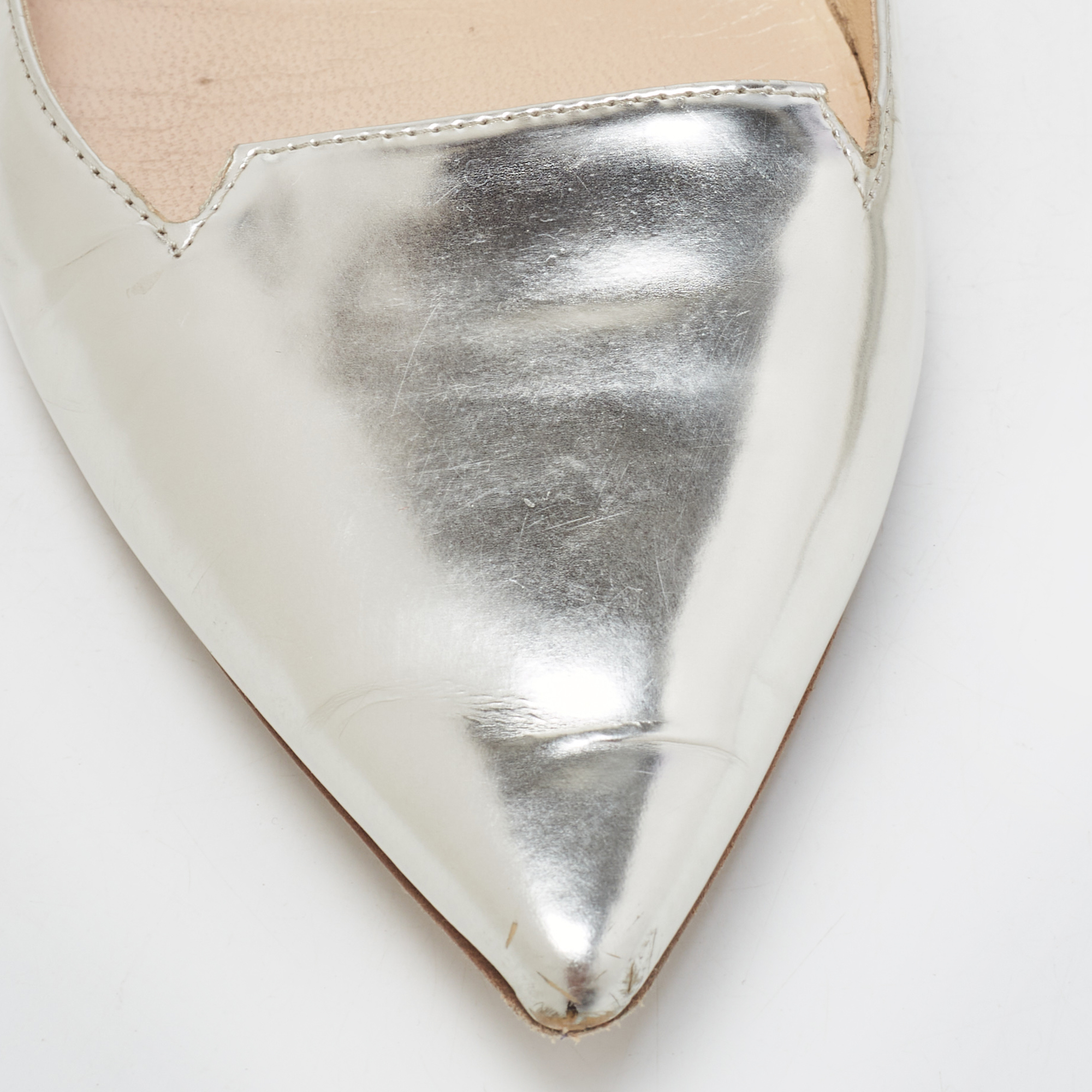 Jimmy Choo Silver Leather Attila Ballet Flats Size 40
