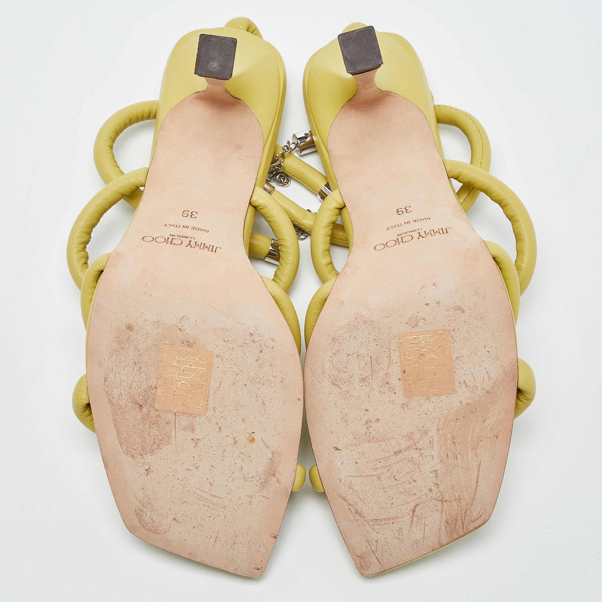 Jimmy Choo Yellow Leather Bay Sandals Size 39