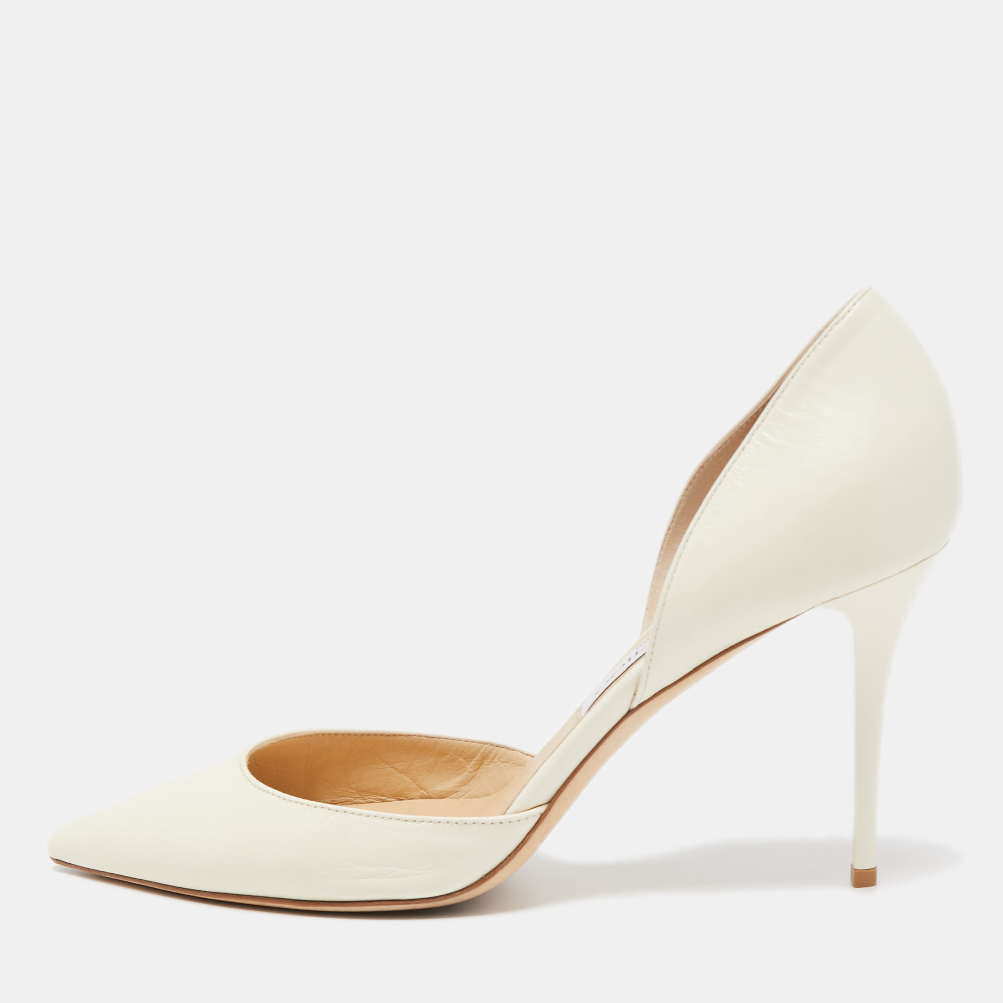 Jimmy choo white leather addison d'orsay pointed toe pumps size 40