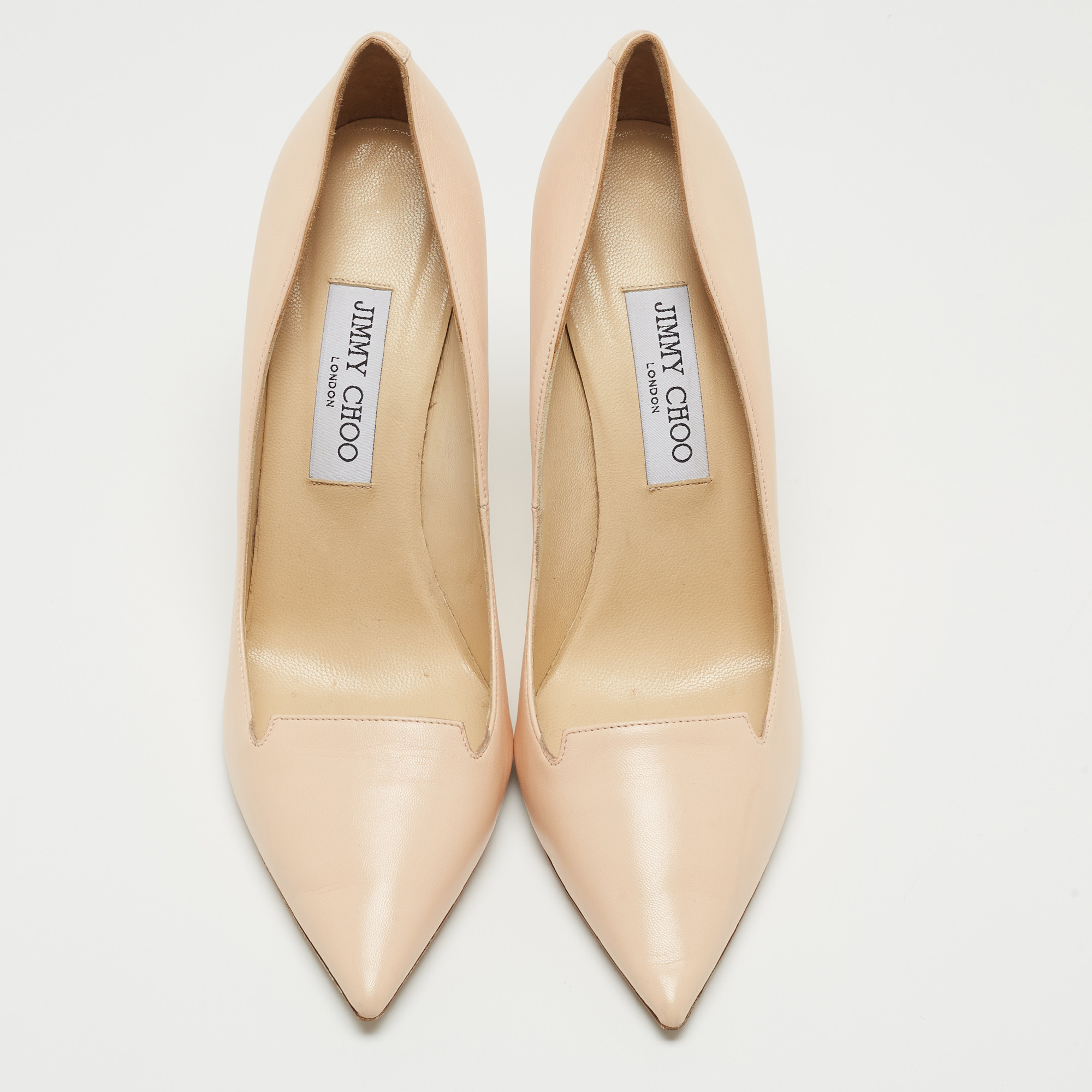 Jimmy Choo Beige Leather Pointed Toe Pumps Size 39