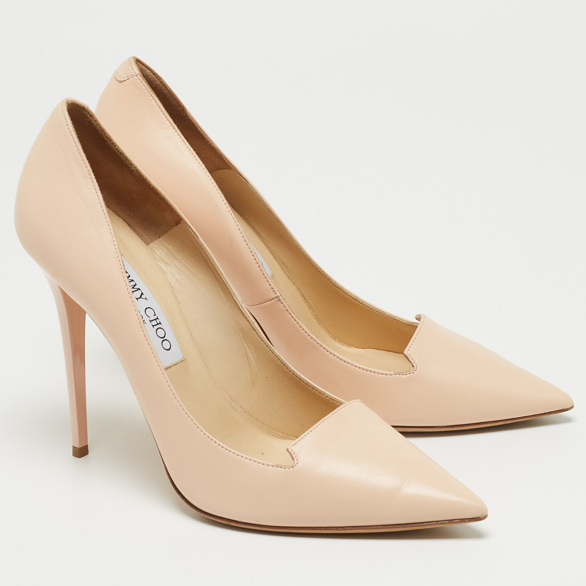 Jimmy Choo Beige Leather Pointed Toe Pumps Size 39
