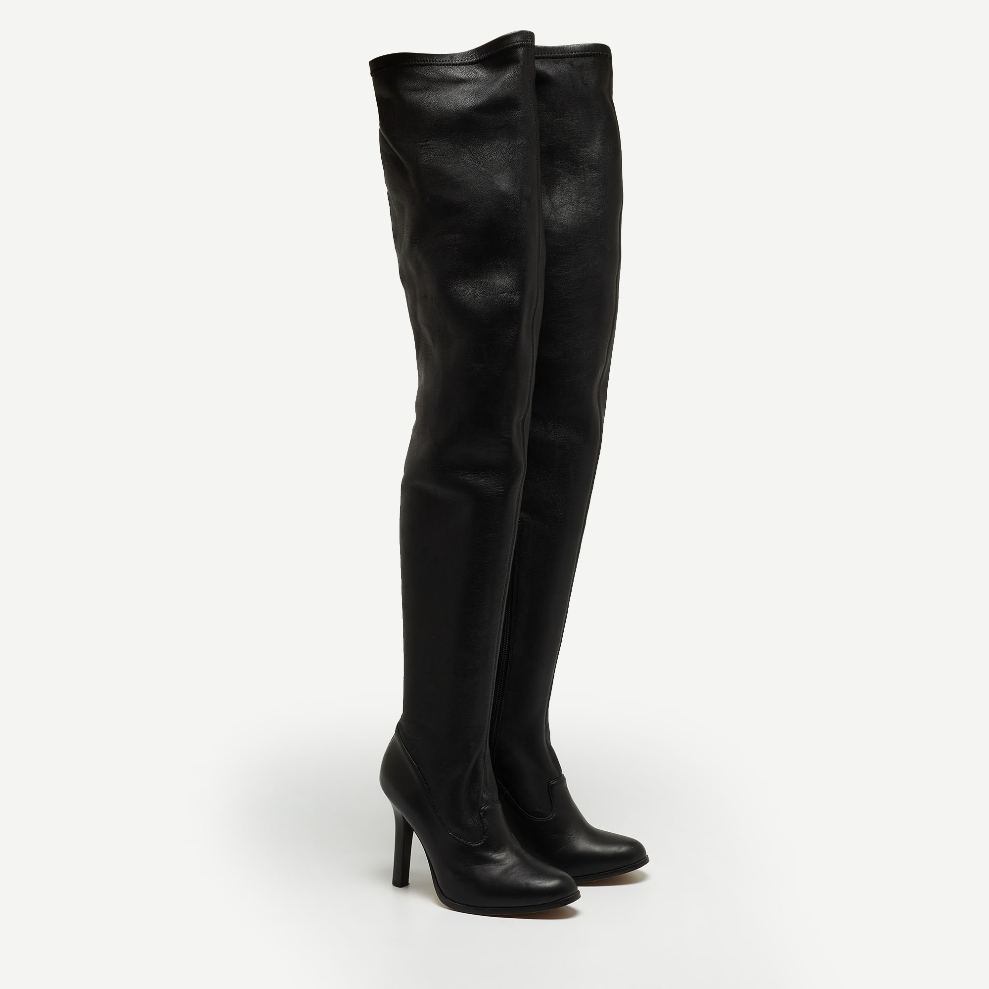 Jimmy Choo For H&M Black Leather Thigh High Boots Size 37