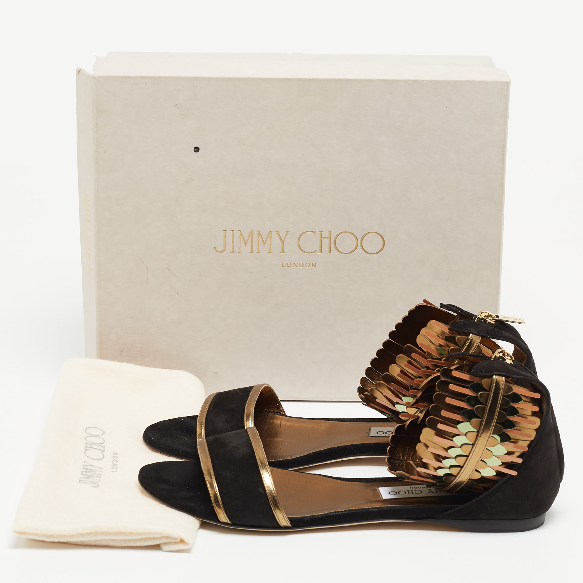 Jimmy Choo Black Suede Kimro Flat Sandals Size 40
