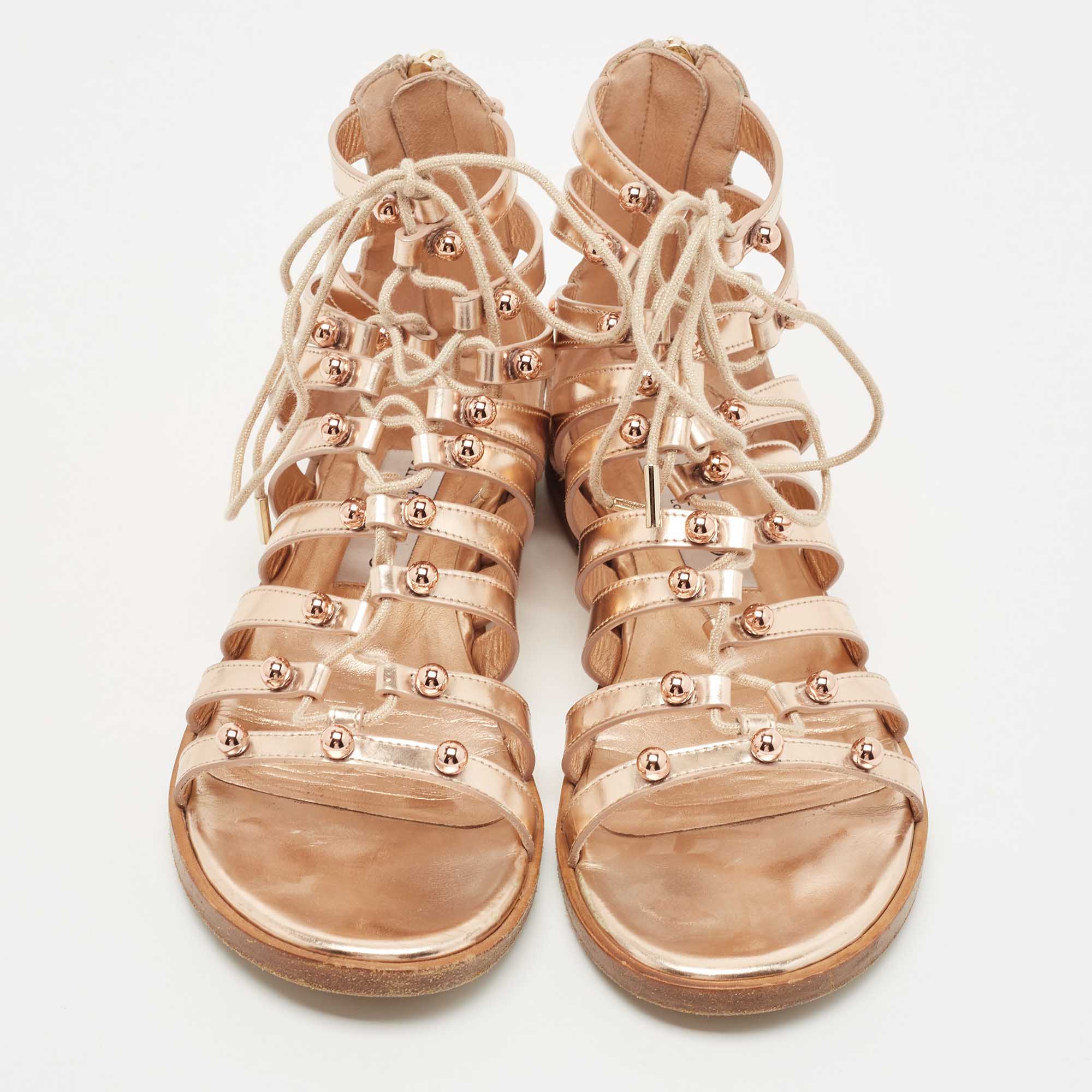 Jimmy Choo Rose Gold Leather Gigi Sandals Size 36.5