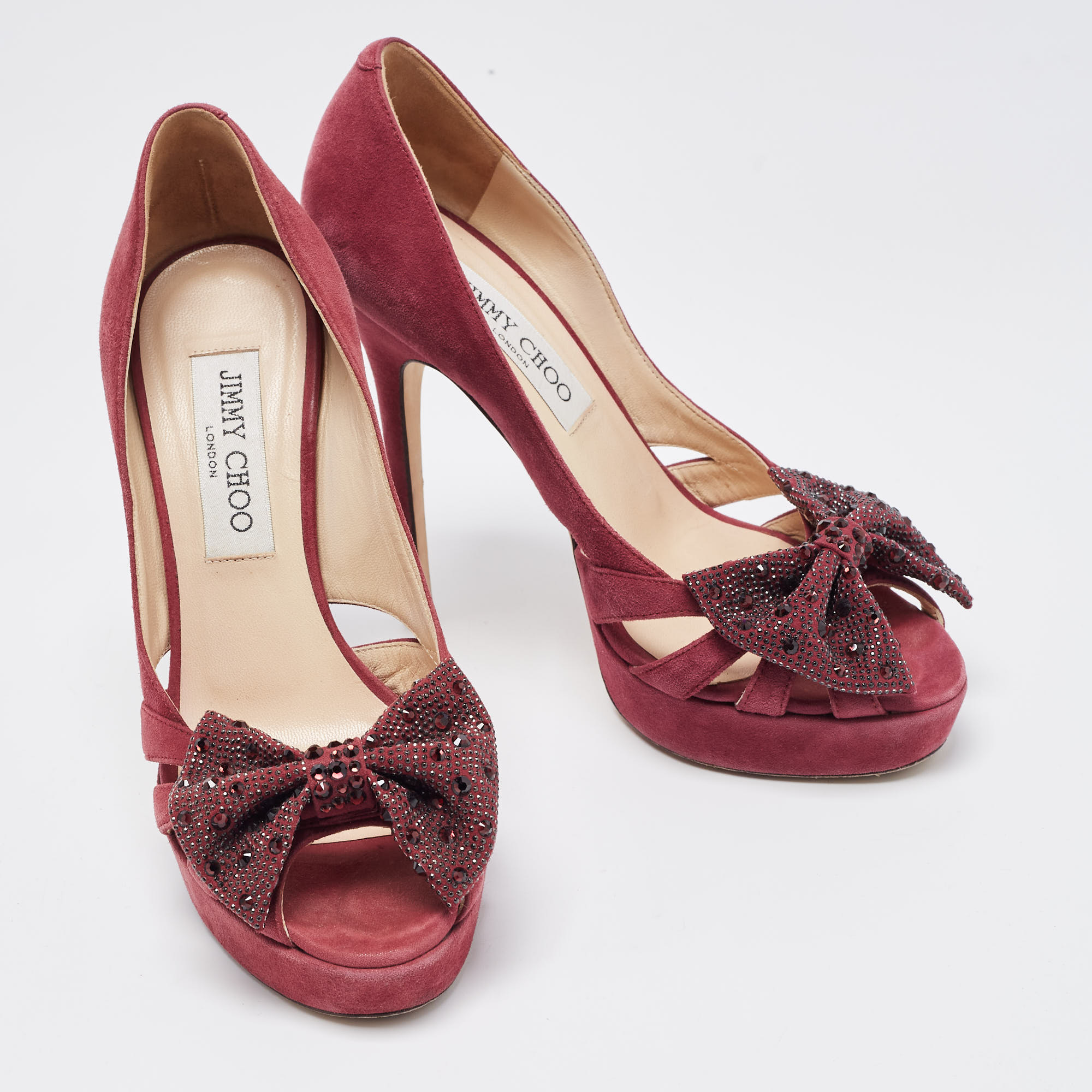 Jimmy Choo Plum Suede Taja Platform Pumps Size 36