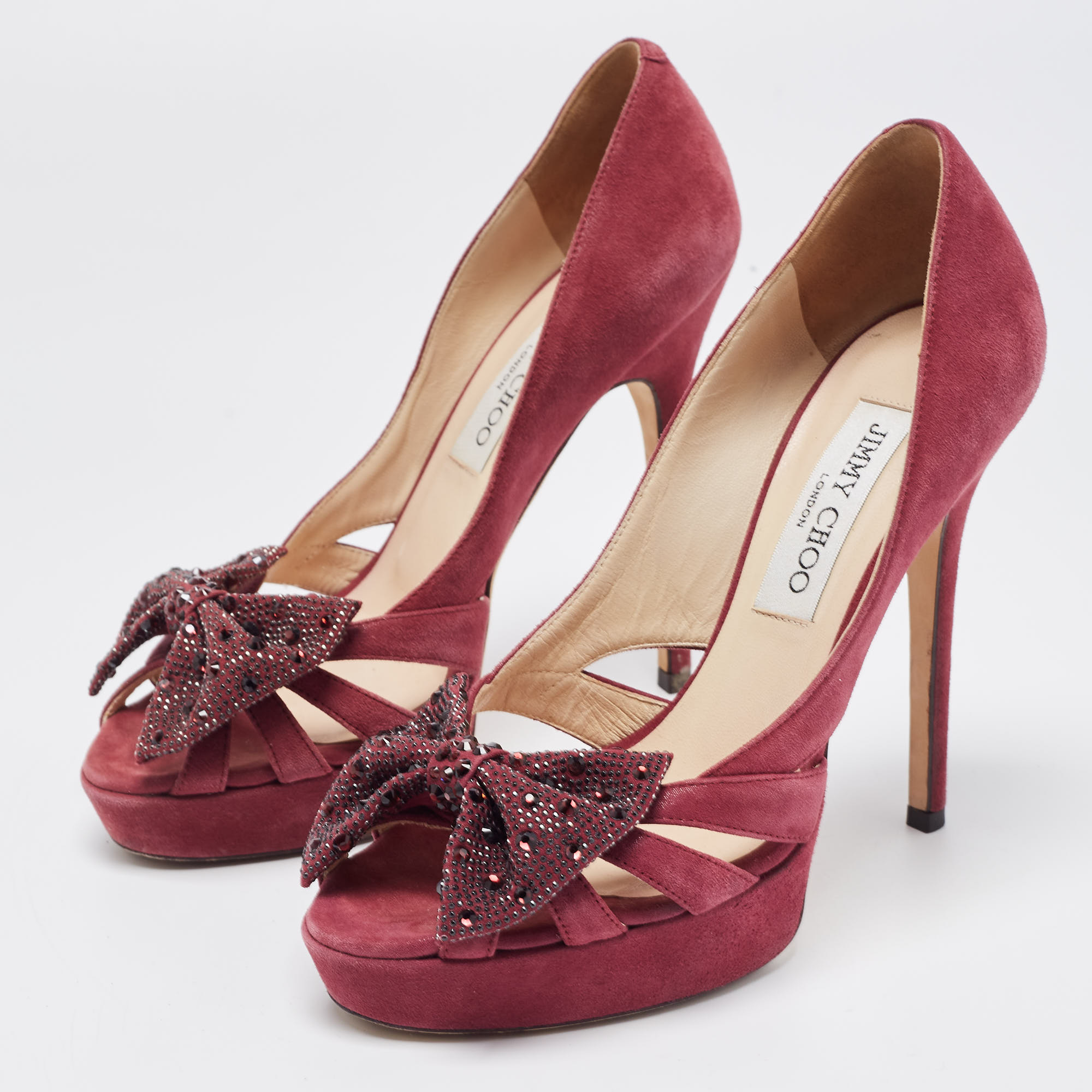 Jimmy Choo Plum Suede Taja Platform Pumps Size 36