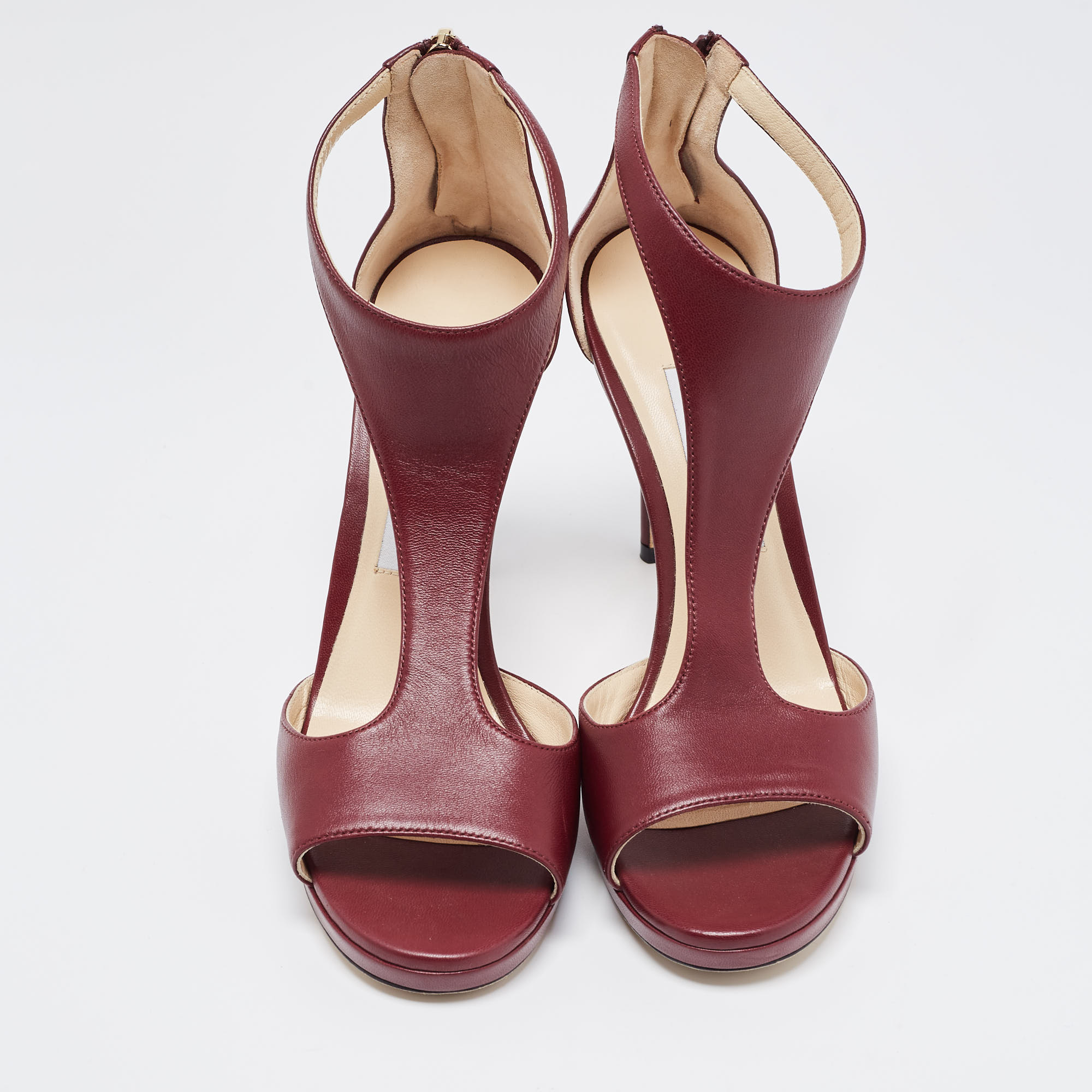 Jimmy Choo Burgundy Leather Lana Sandals Size 37.5