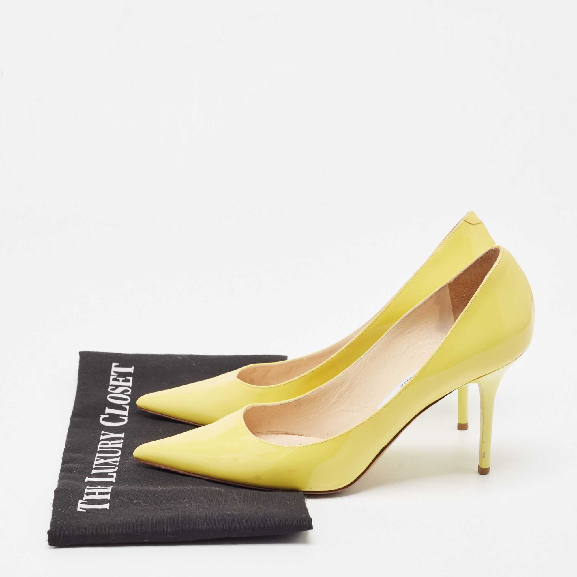 Jimmy Choo Yellow Patent Leather Love Pumps Size 37