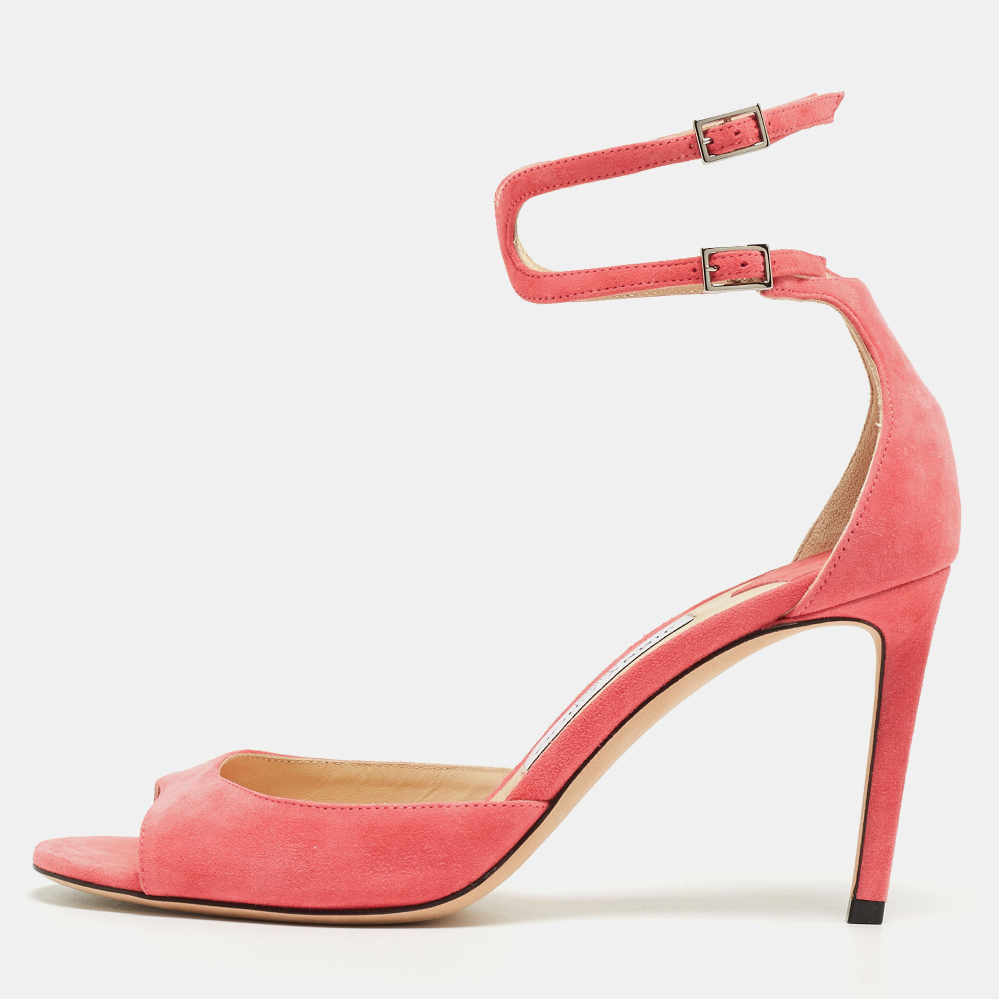 Jimmy Choo Pink Suede Lane Sandals Size 38.5