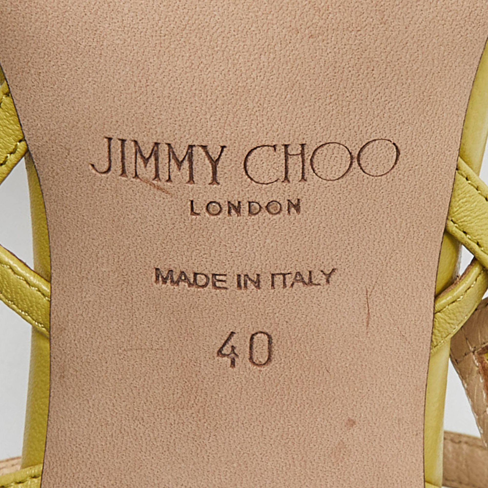 Jimmy Choo Yellow Leather Saila Slingback Sandals Size 40