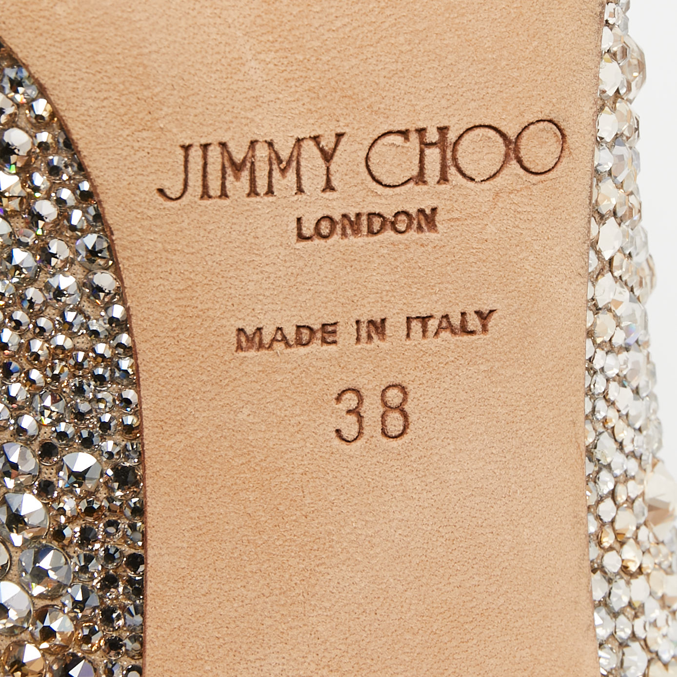 Jimmy Choo Gold Satin Alia Crystal Embellished Pointed Toe Pumps Size 38