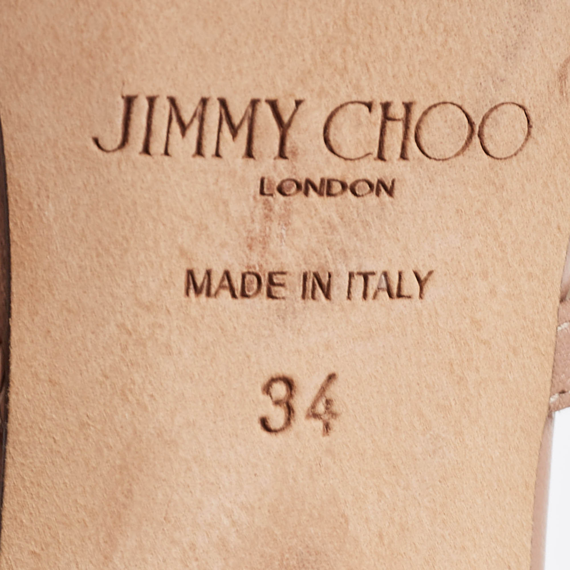 Jimmy Choo Beige Leather Amara Slide Sandals Size 34