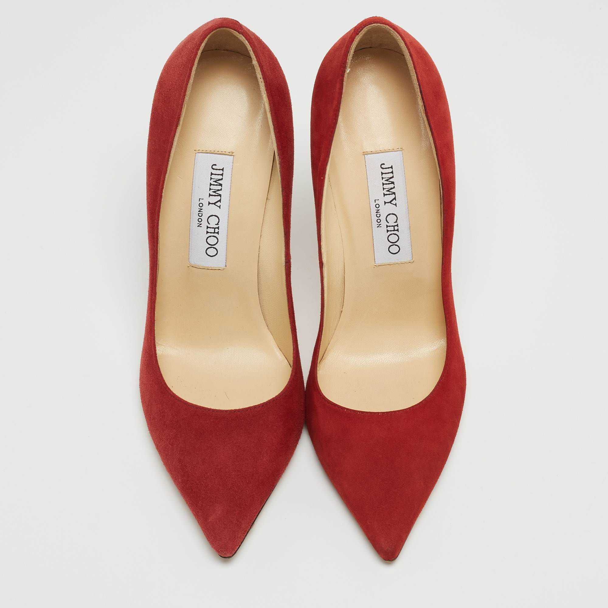 Jimmy Choo Red Suede Romy Pumps Size 37