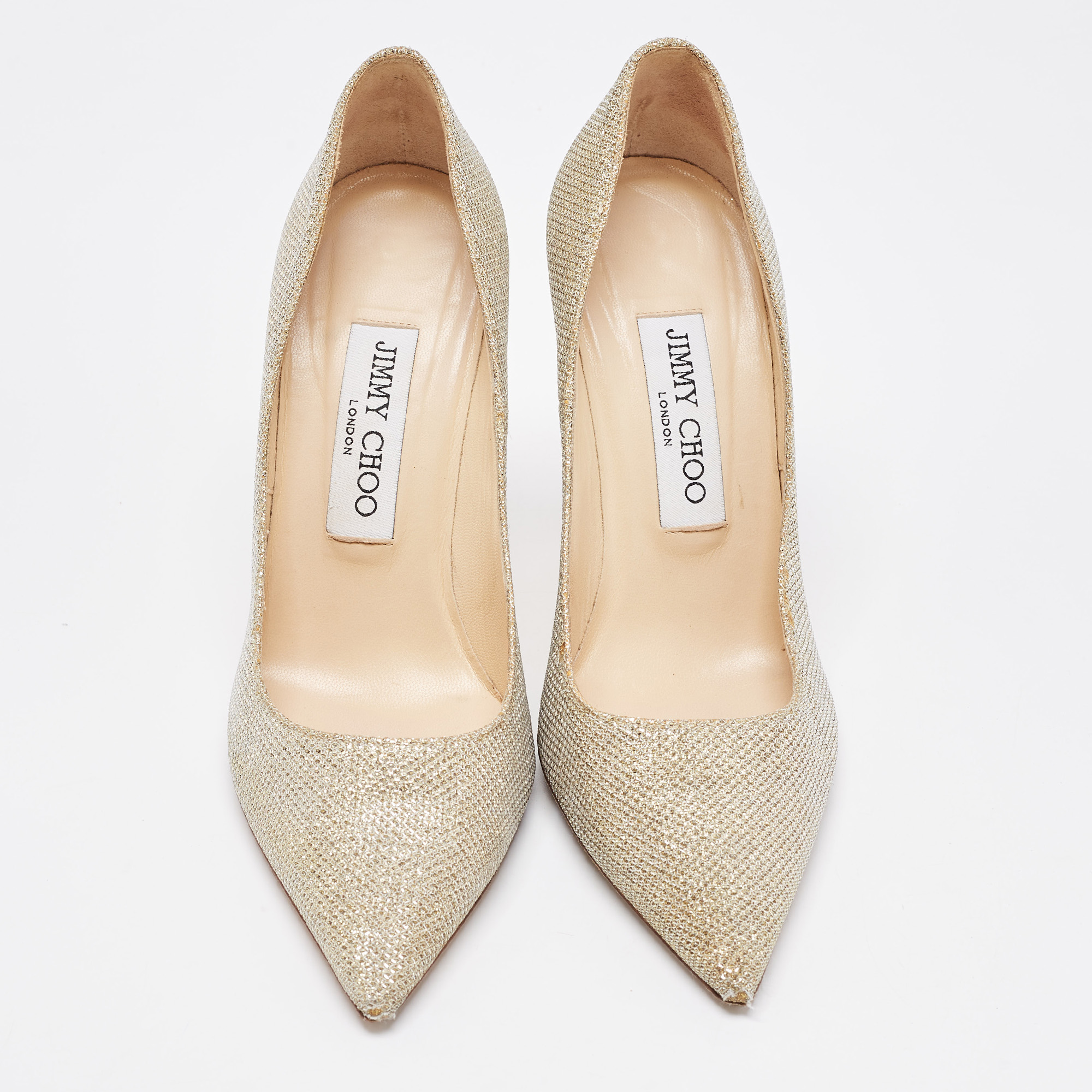 Jimmy Choo Gold Glitter Romy Pointed Toe Pumps Size 36