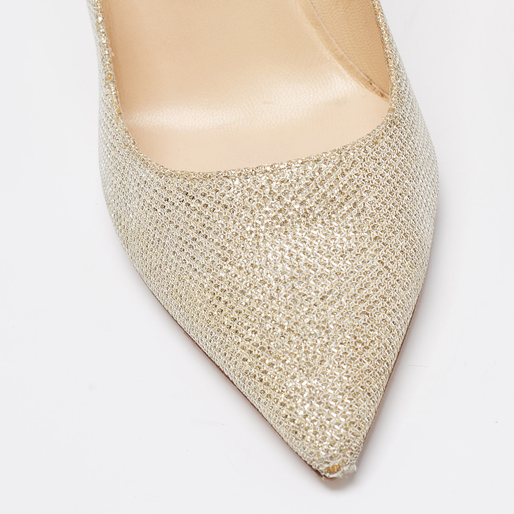 Jimmy Choo Gold Glitter Romy Pointed Toe Pumps Size 36