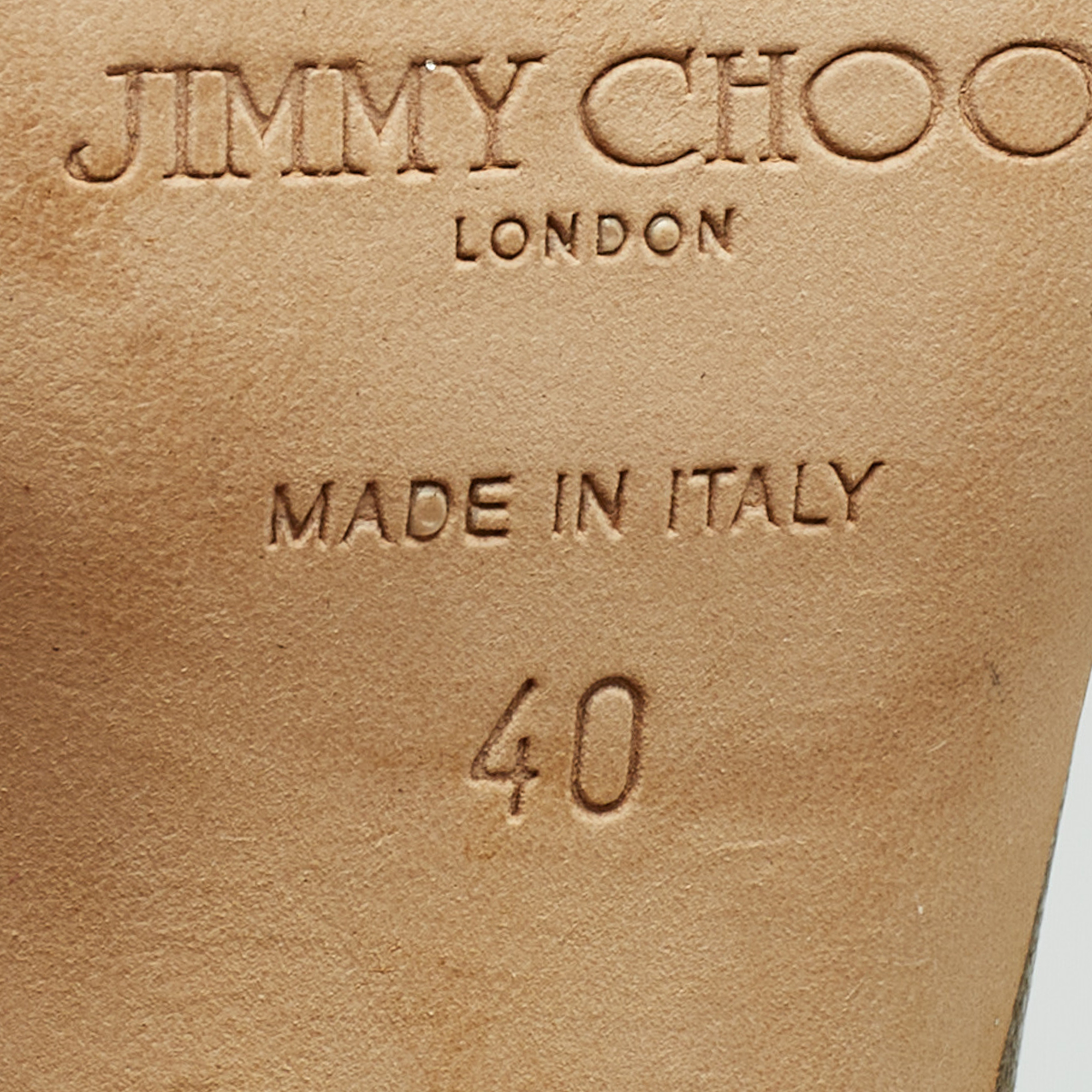 Jimmy Choo Silver/Gold Coarse Glitter Private Platform Sandals Size 40