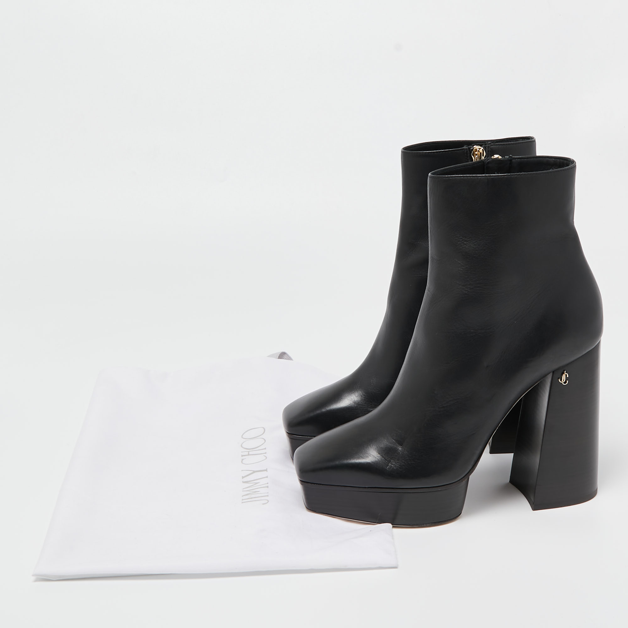 Jimmy Choo Black Leather Bryn Ankle Boots Size 39.5