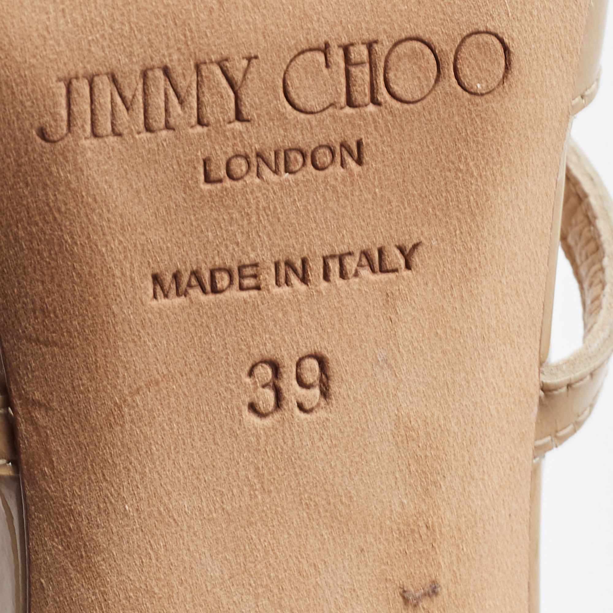 Jimmy Choo Beige Patent Leather Ren Sandals Size 39