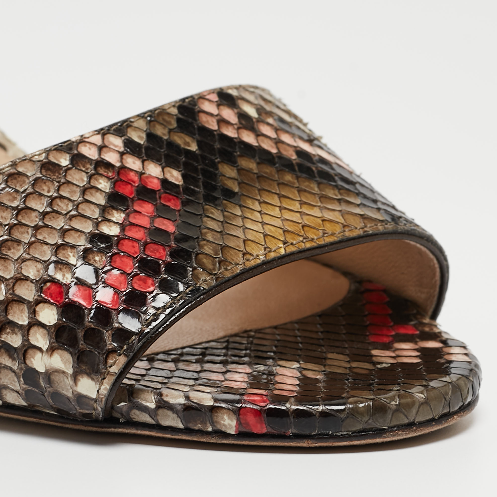Jimmy Choo Multicolor Python Stacey Slide Sandals Size 39