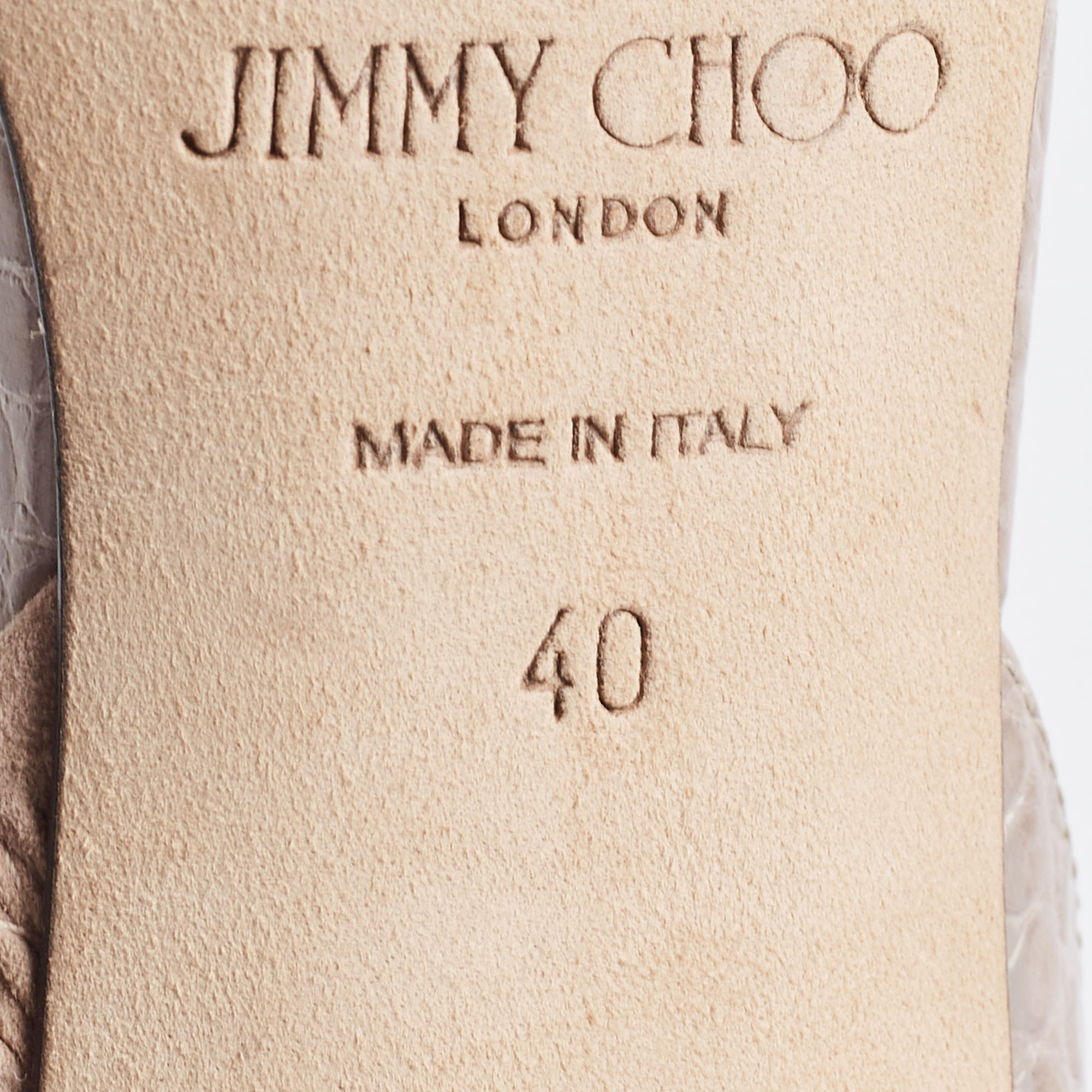 Jimmy Choo Grey Crocodile Leather Slingback Pumps Size 40
