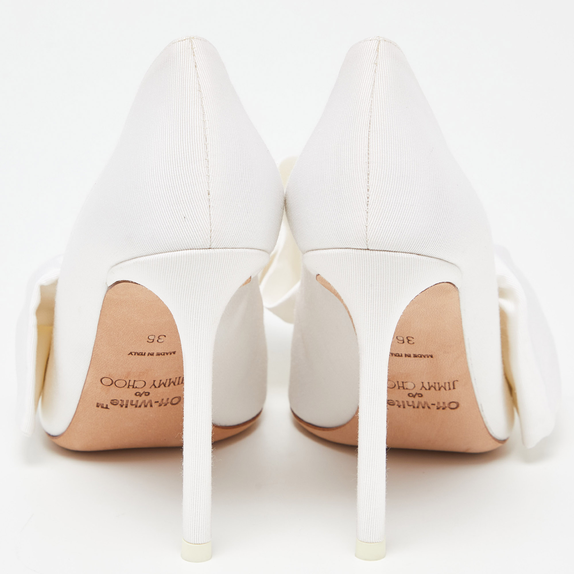 Jimmy Choo White Canvas Oversized Bow Pumps Size 36