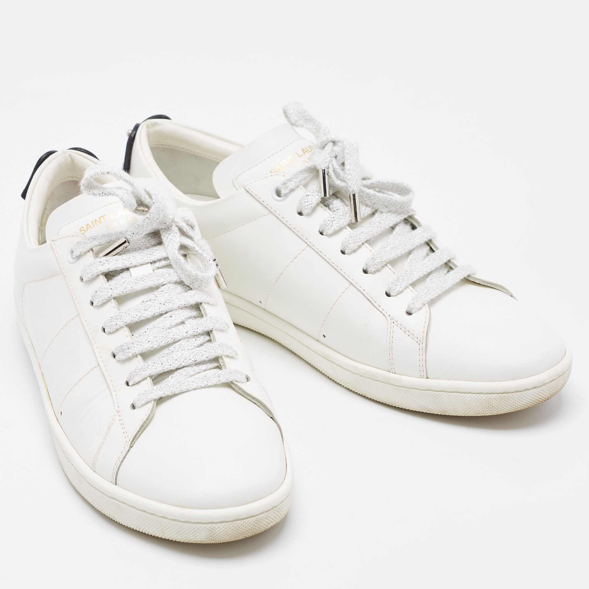 Saint Laurent White Leather Court Classic Sneakers Size 39