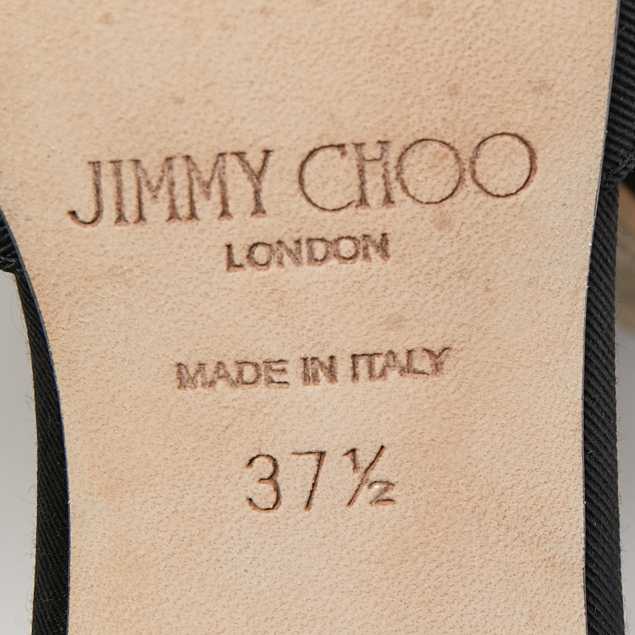 Jimmy Choo Black Canvas Aveline Bow Ankle Strap Pumps Size 37.5