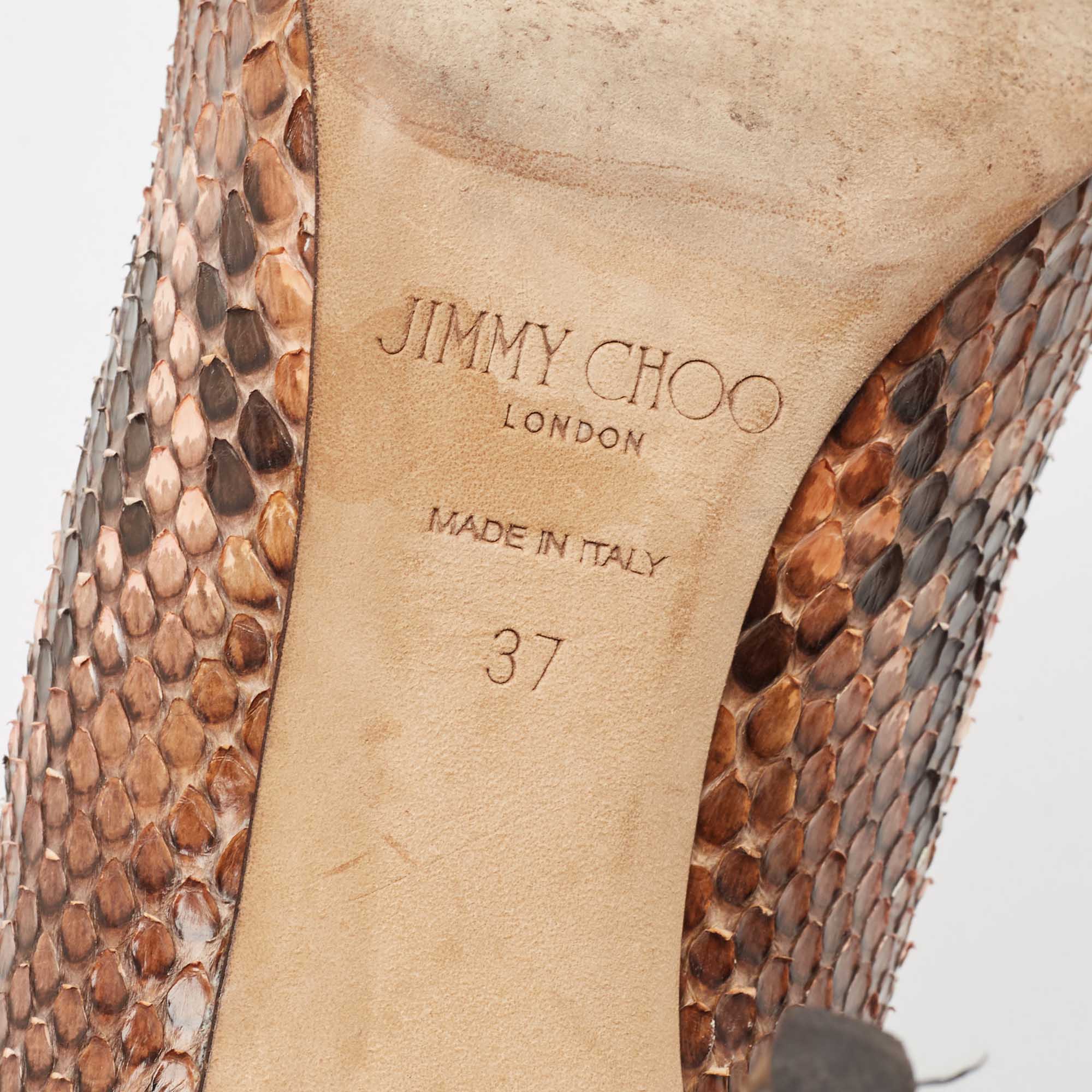 Jimmy Choo Brown Python Leather Abel Pointed Toe Pumps Size 37