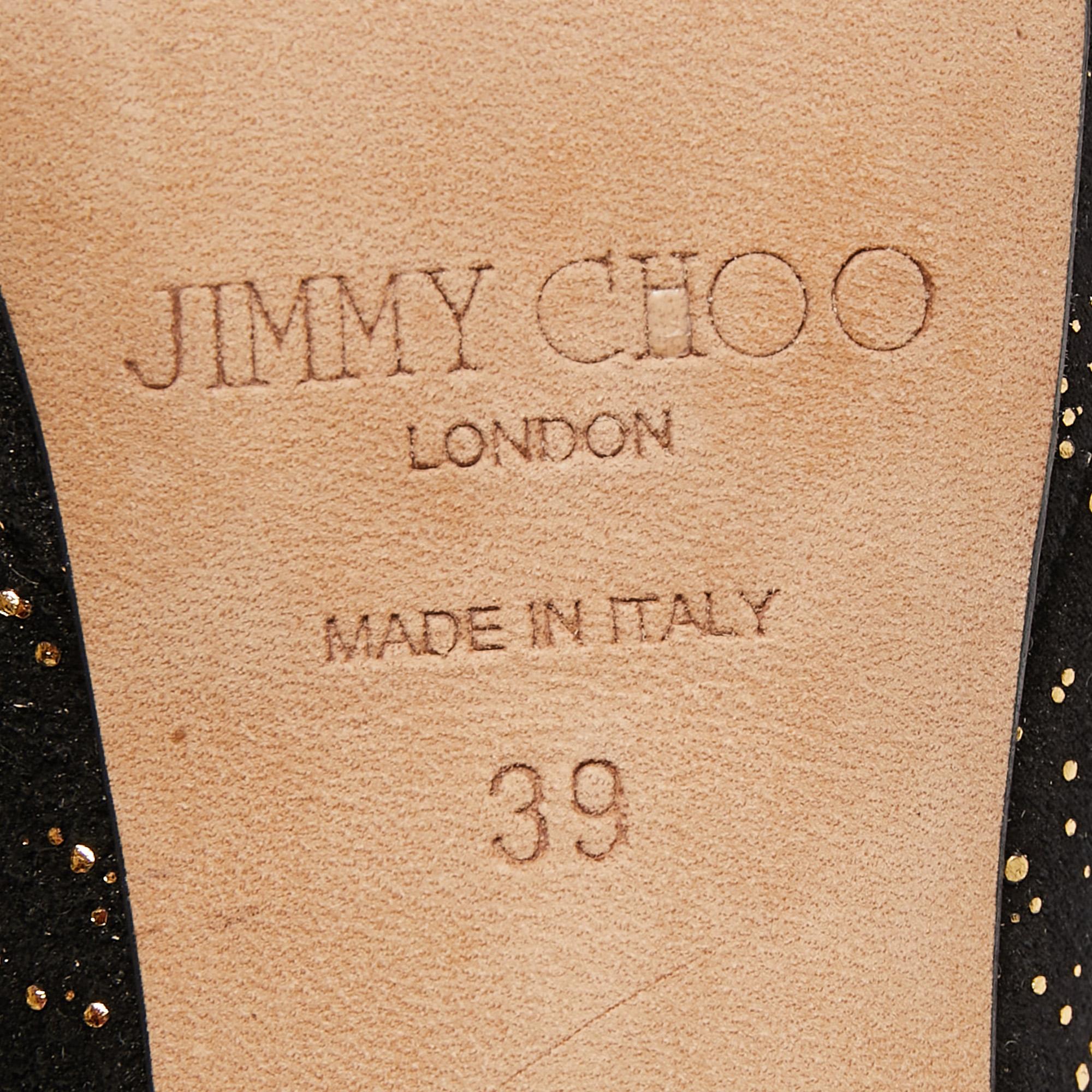 Jimmy Choo Black/Gold Suede Platform Open Toe Pumps Size 39