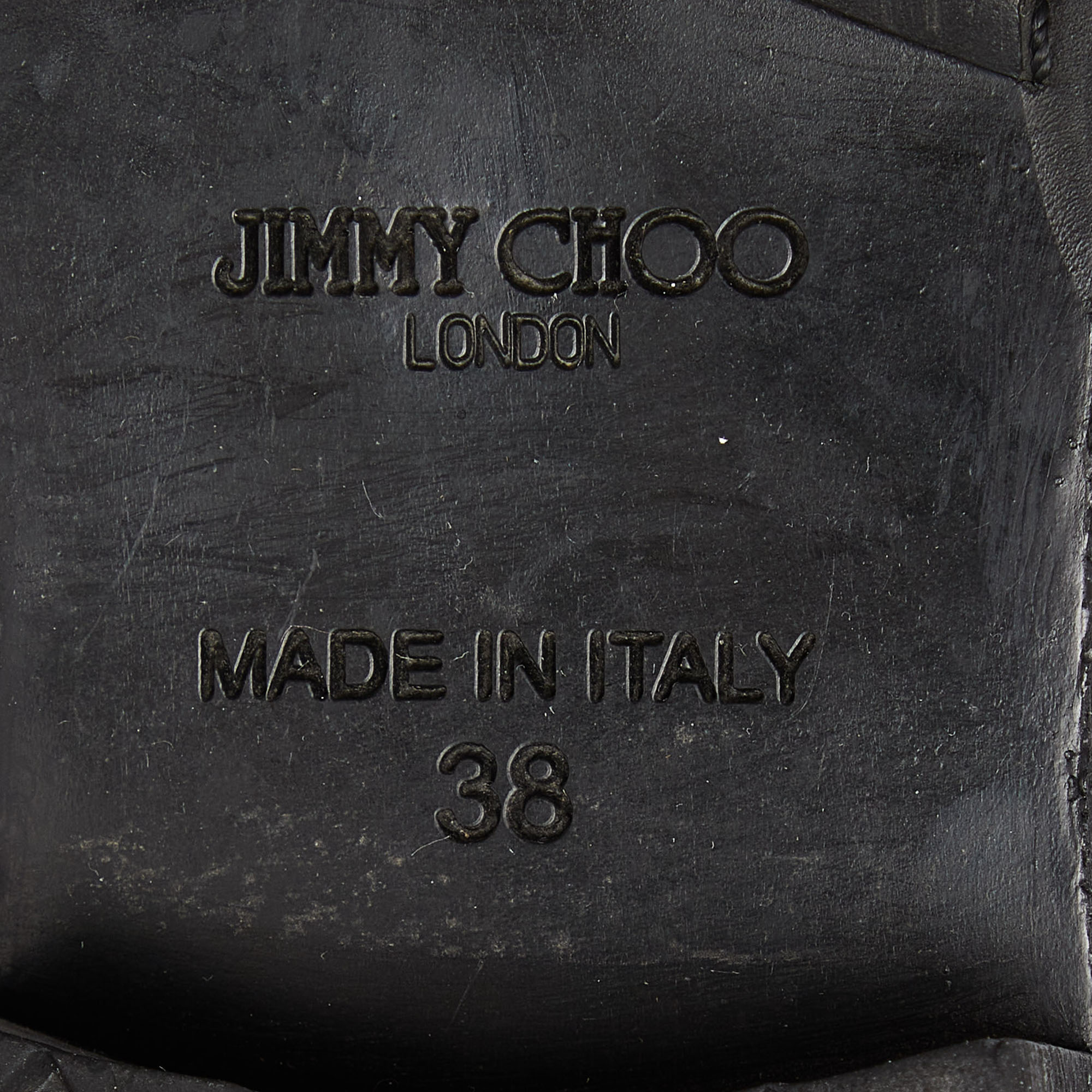 Jimmy Choo Black Leather Buckle Detail Mid Calf Biker Boots Size 38