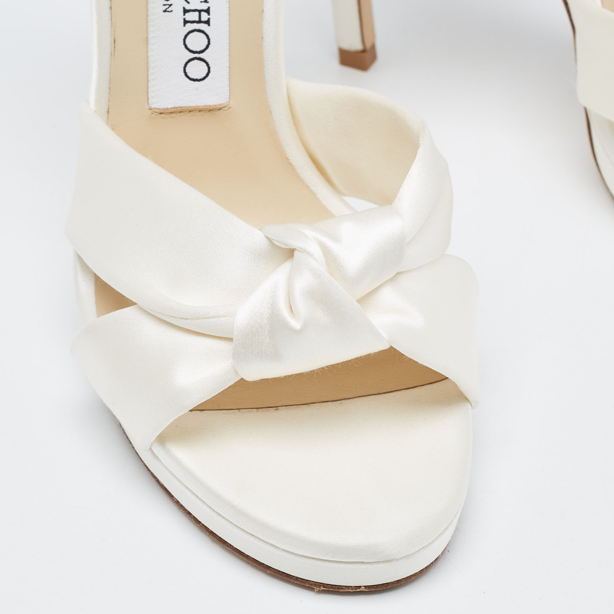 Jimmy Choo Ivory Satin Rosie Ankle Strap Sandals Size 37