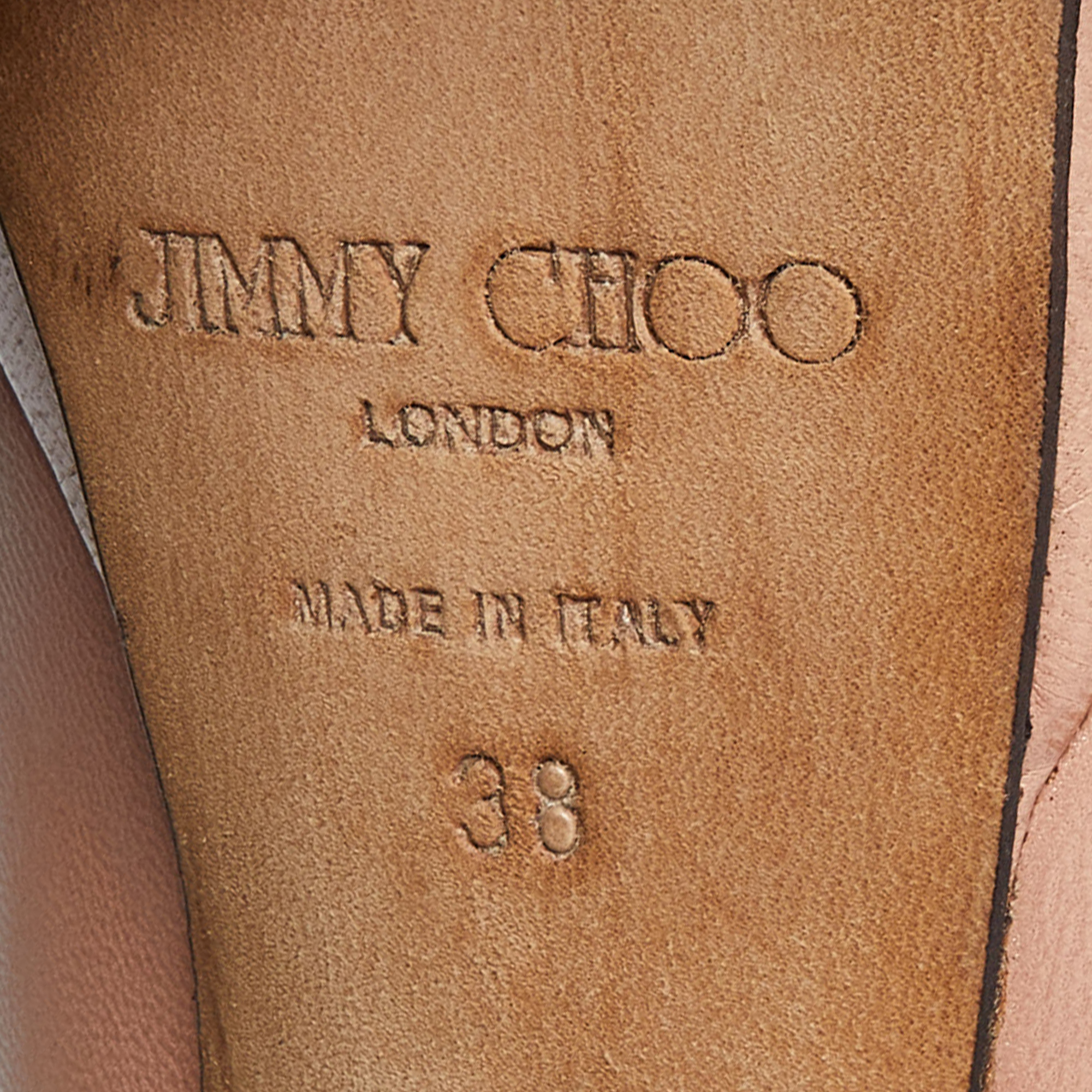 Jimmy Choo Pink Leather Luna Peep Toe Platform Pumps Size 38
