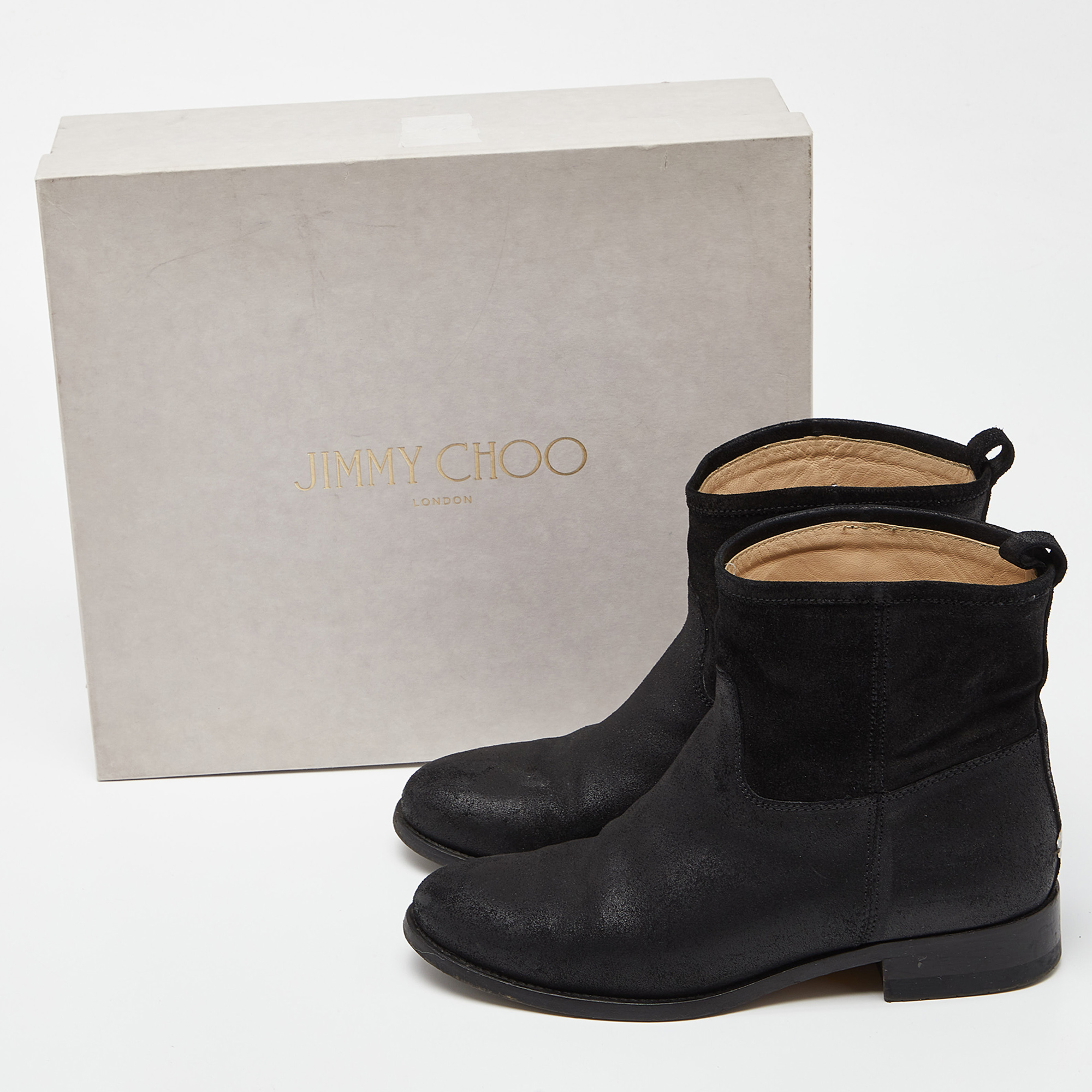 Jimmy Choo Black Rugged Suede Harley Ankle Boots Size 37