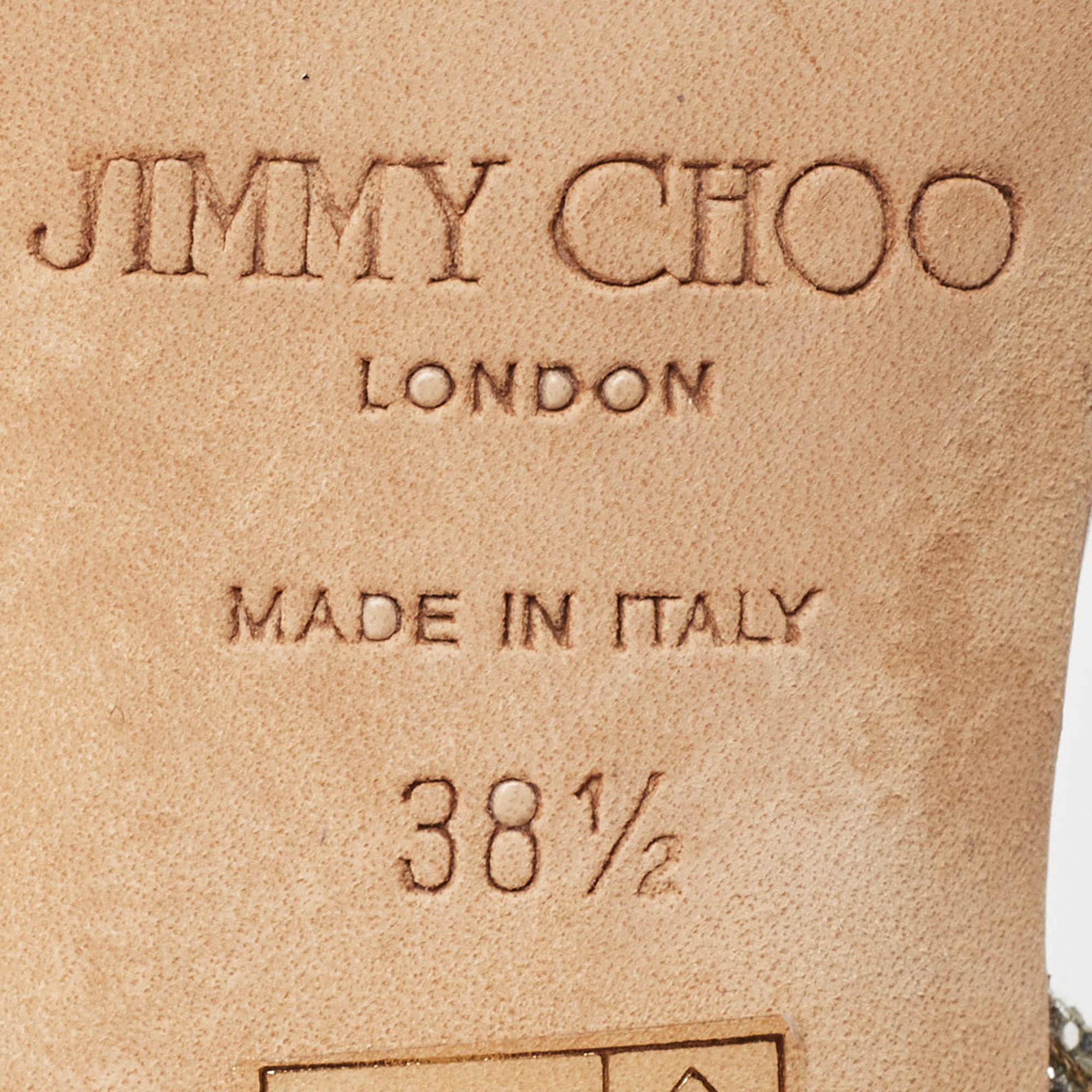 Jimmy Choo Silver Glitter India Slingback Sandals Size 38.5